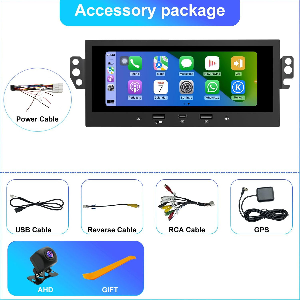6.8in Car Stereo for Chevy Camaro Malibu Impala Blazer S10 CarPlay Android Auto