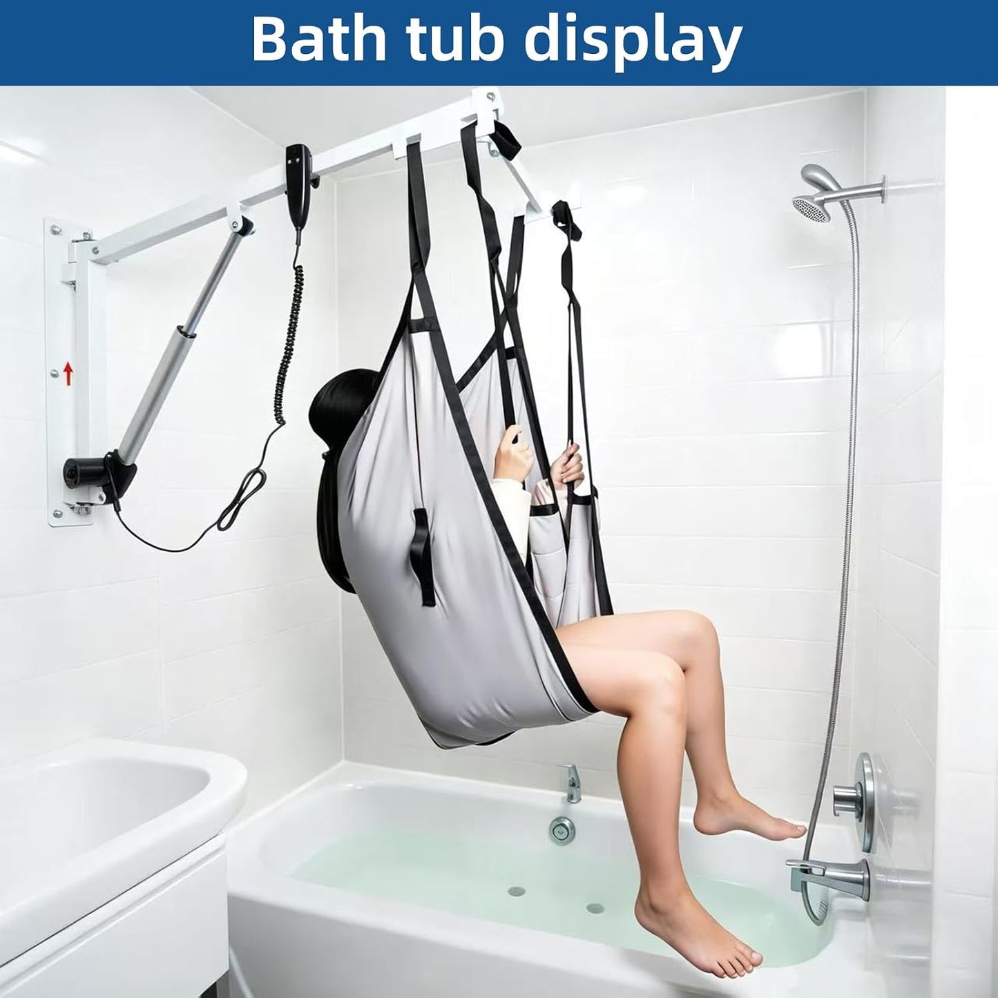 Wall Mounted Electric Patient Lift with Sling 330 lb Transfer Hoist Elderly