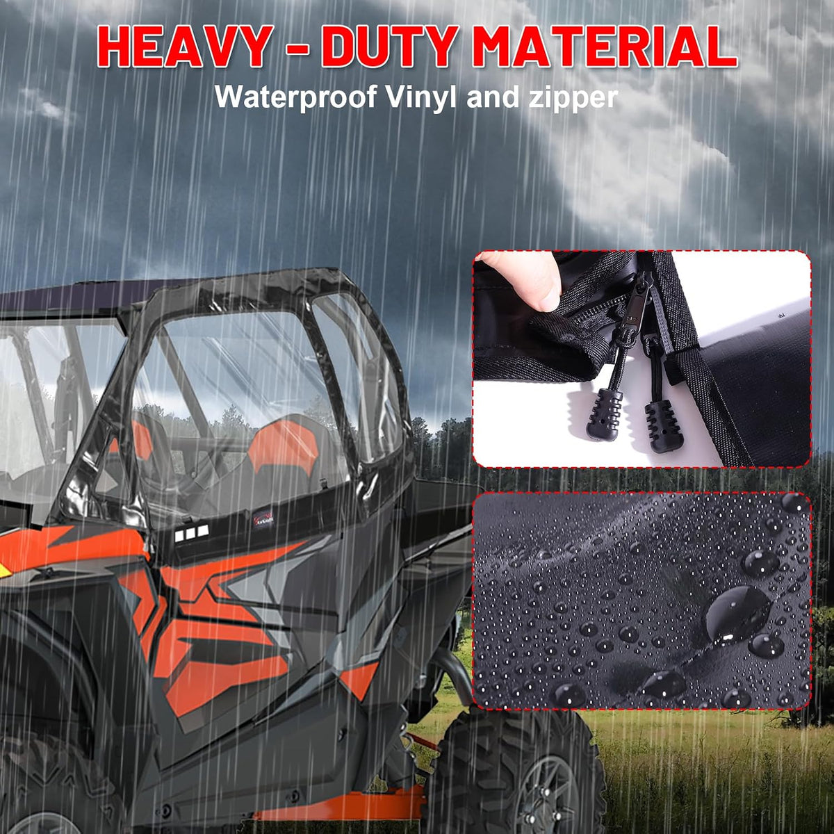 StarknightMT RZR XP 1000 Turbo Soft Upper Doors 2014-2023 Zipper Windows