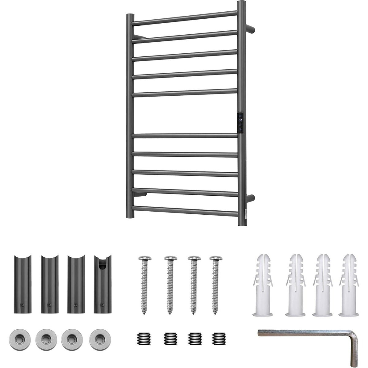 BLARALA Smart Towel Warmer 10 Bar Alexa Google TUYA Wall Mount Gunmetal