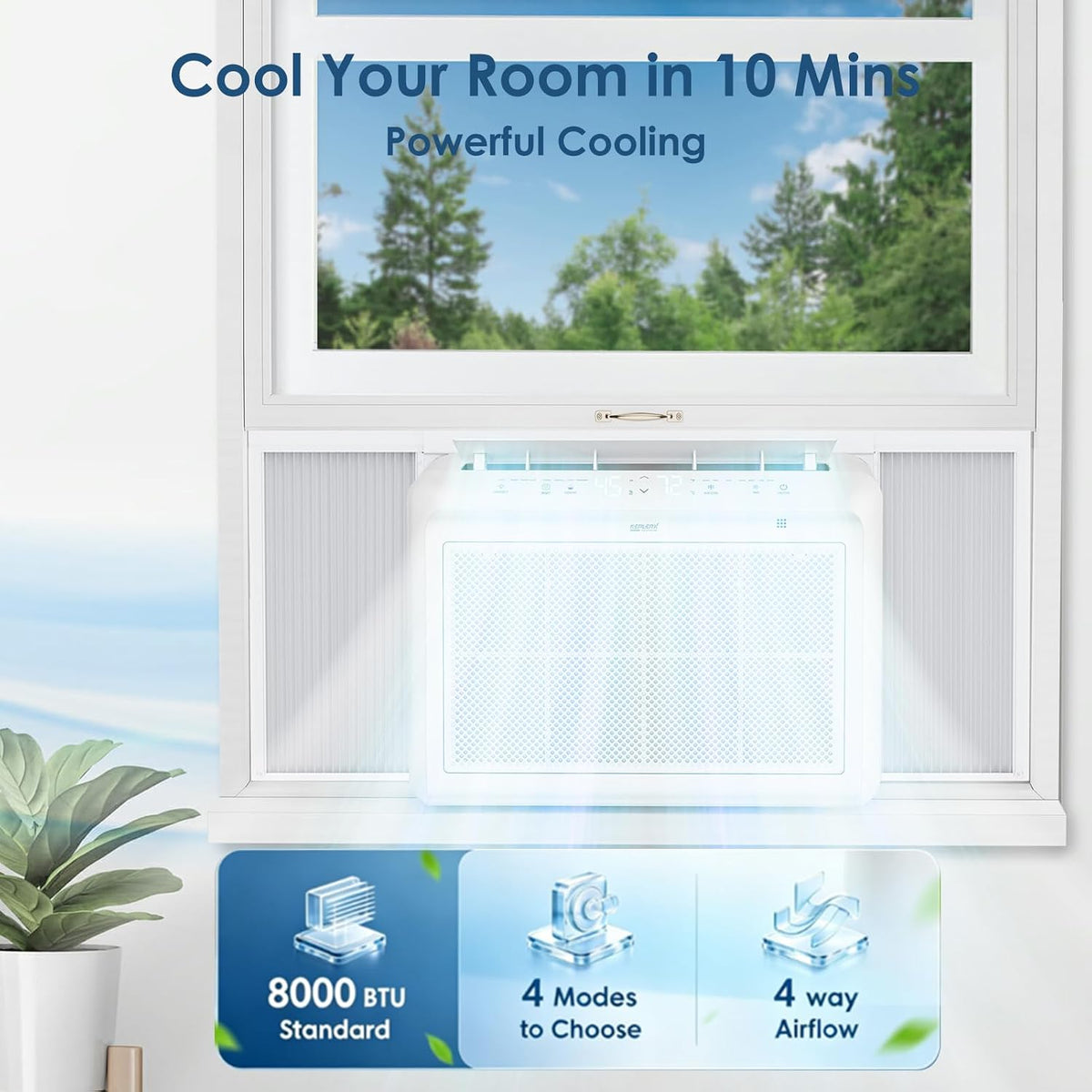 KeplerX 8000 BTU Inverter Window AC WiFi Alexa 50 Pint Dehumidifier