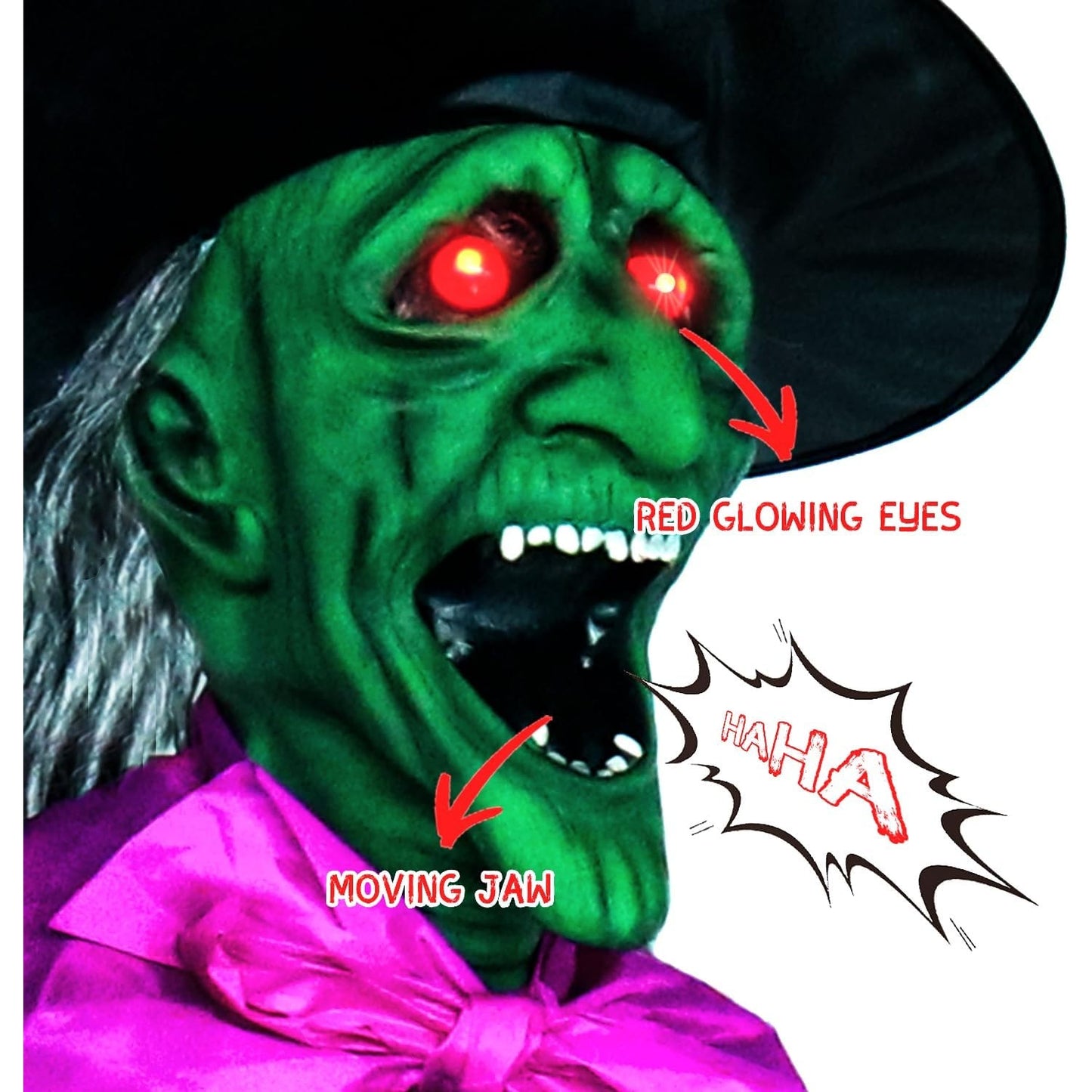 10.5FT Flying Witch Halloween Animatronic Hovering Broom Sound Light Outdoor