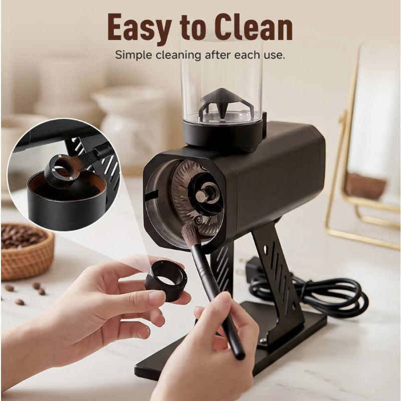 Texvate 64mm Flat Burr Coffee Grinder 100 Settings SUS420 Anti Static Black