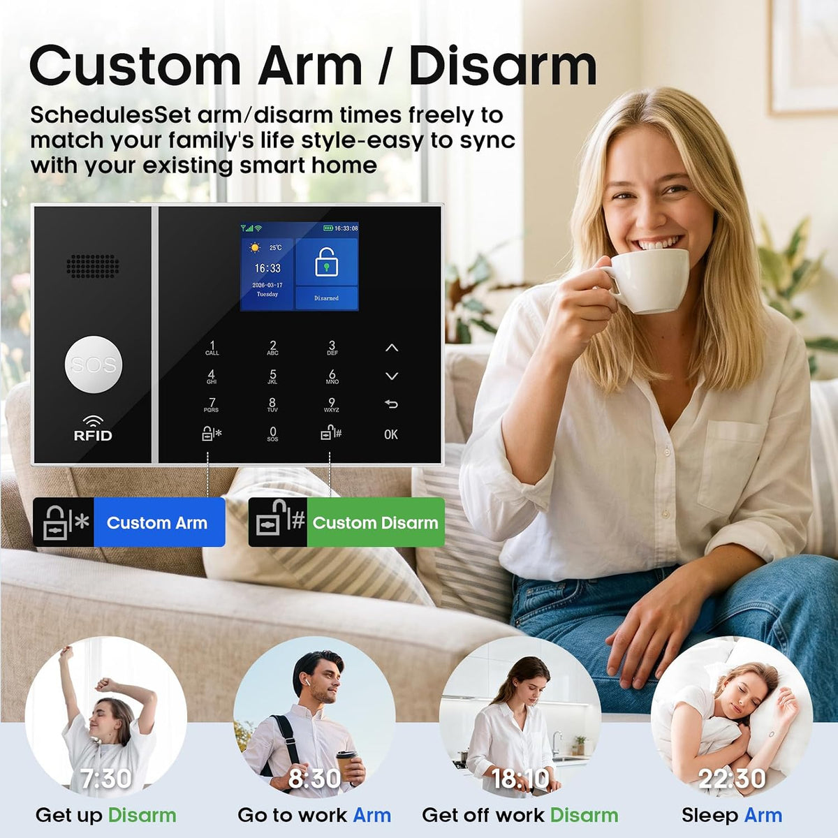 Hapippofa 16PC WiFi 4G Home Alarm System 6 Door 3 Motion Alexa SOS