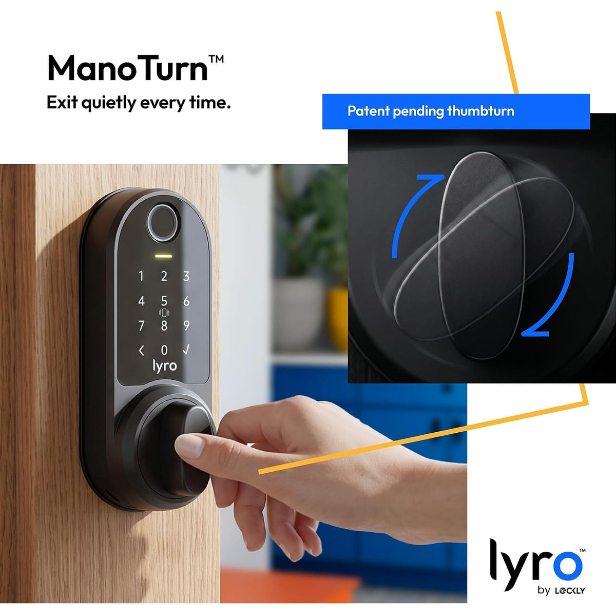 Lyro by Lockly Lasta Smart Lock Wi-Fi Fingerprint Keypad Deadbolt Keyless Entry