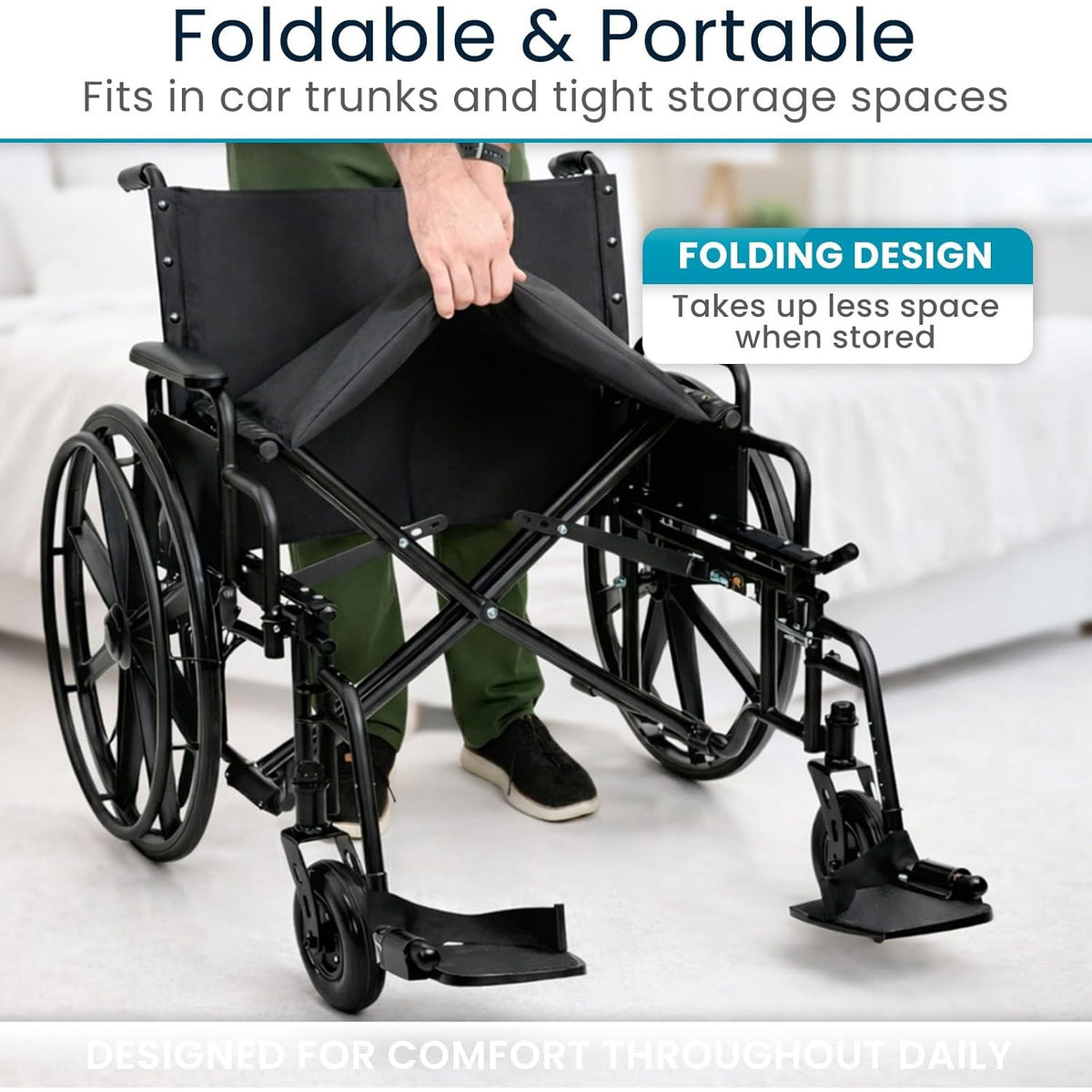 Vive Extra-Wide Bariatric Wheelchair for Adults (600 lb Capacity, 28” Seat)