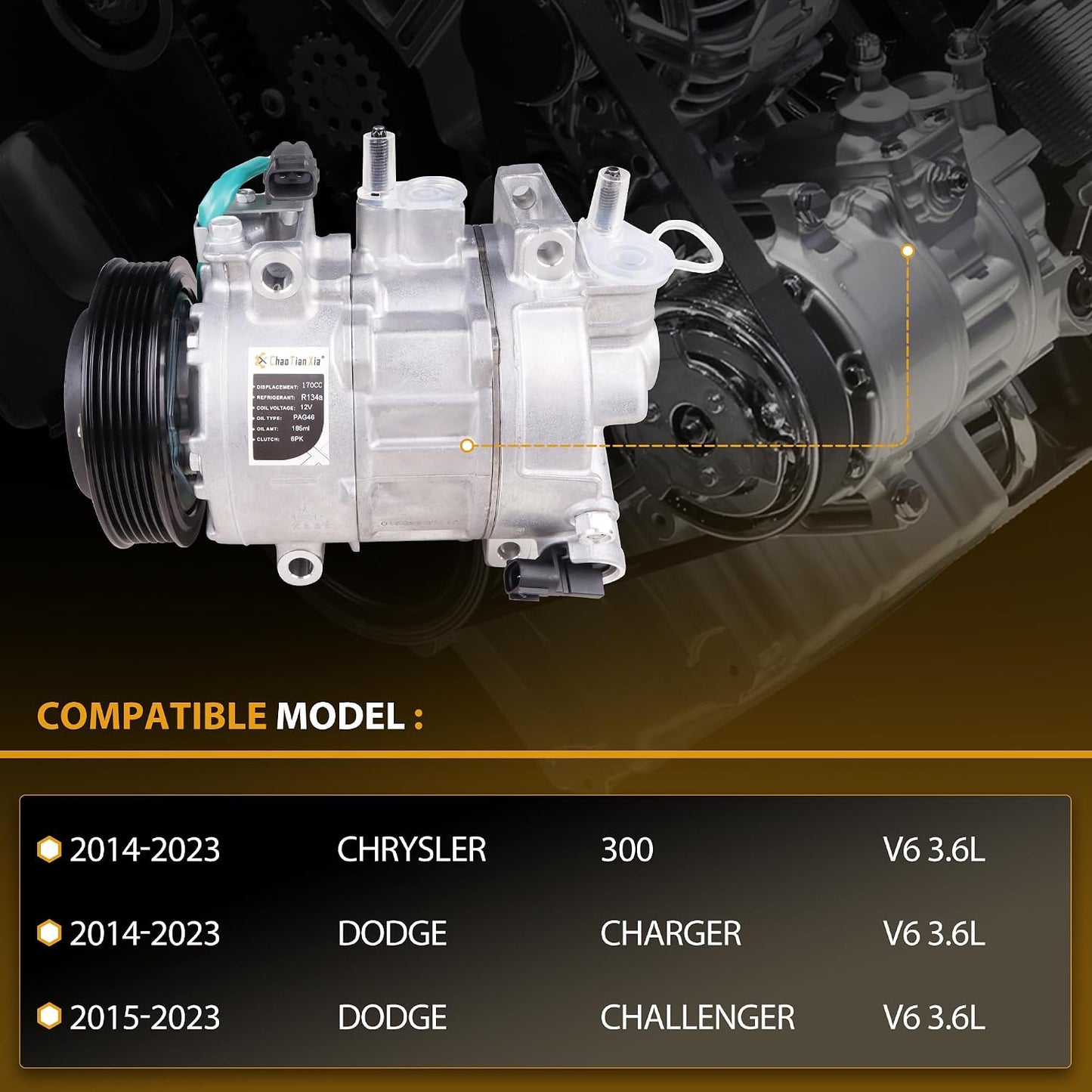 AC Compressor Clutch Chrysler 300 Dodge Charger Challenger 3.6L 14-23 68160395