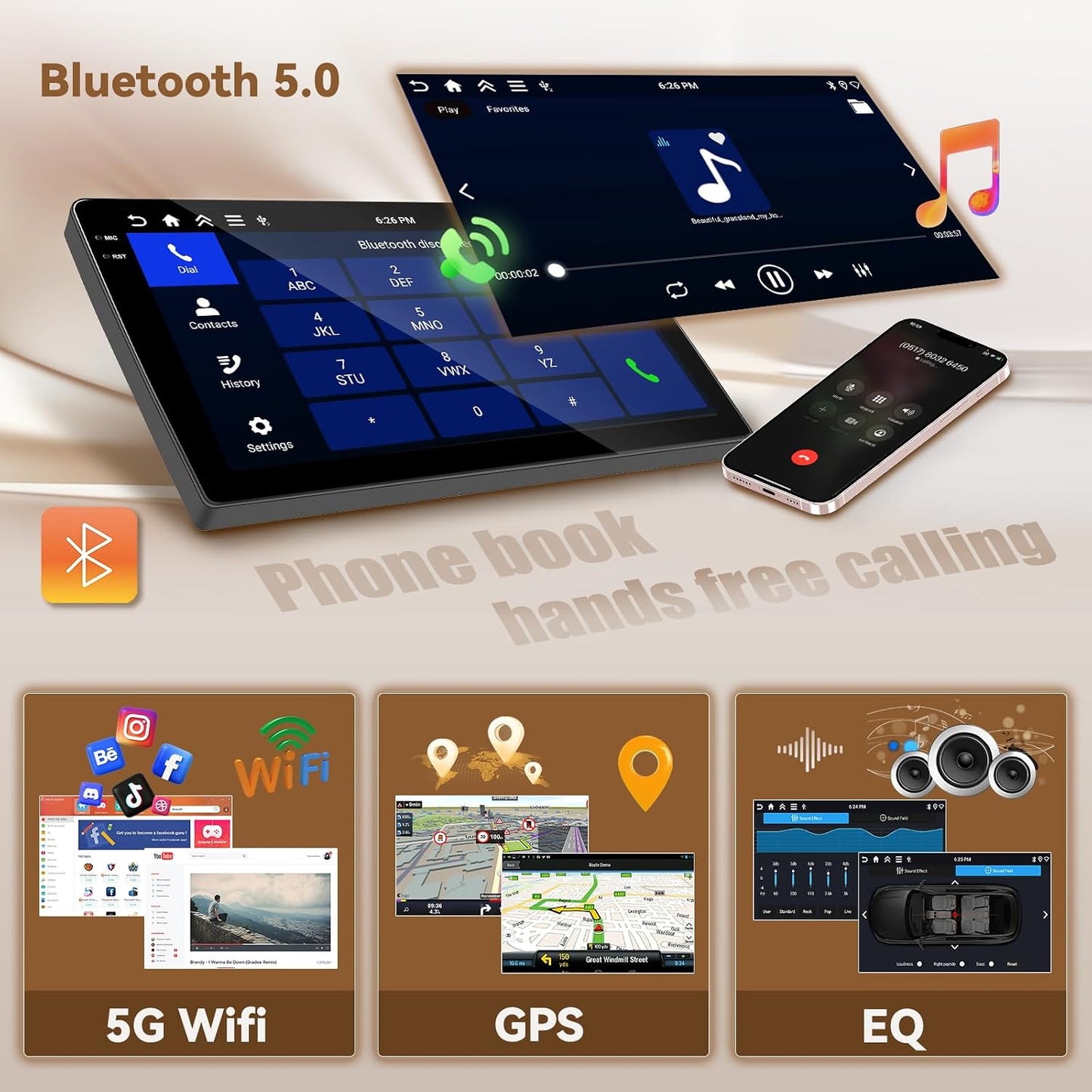 Subaru Outback Legacy 2010-2014 Android 15 Car Stereo 9" CarPlay GPS 4+64G, 5G WiFi/Bluetooth/Mirror Link GPS SWC FM/EQ, Backup Cam+Mic