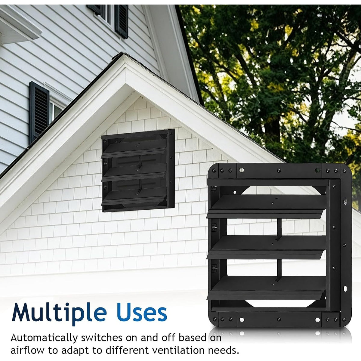 Nylthqelz 10" Automatic Gravity Shutter Louver Vent Galvanized Steel NO MOTOR
