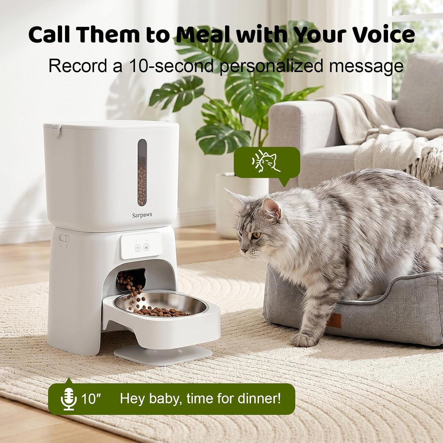 Automatic Cat Dog Feeder 6L WiFi Smart Pet Food Dispenser App Stainless Bowl