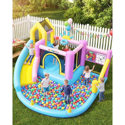 AKEYDIY Bounce House Kids Inflatable Water Slide Splash Pool Blower Included