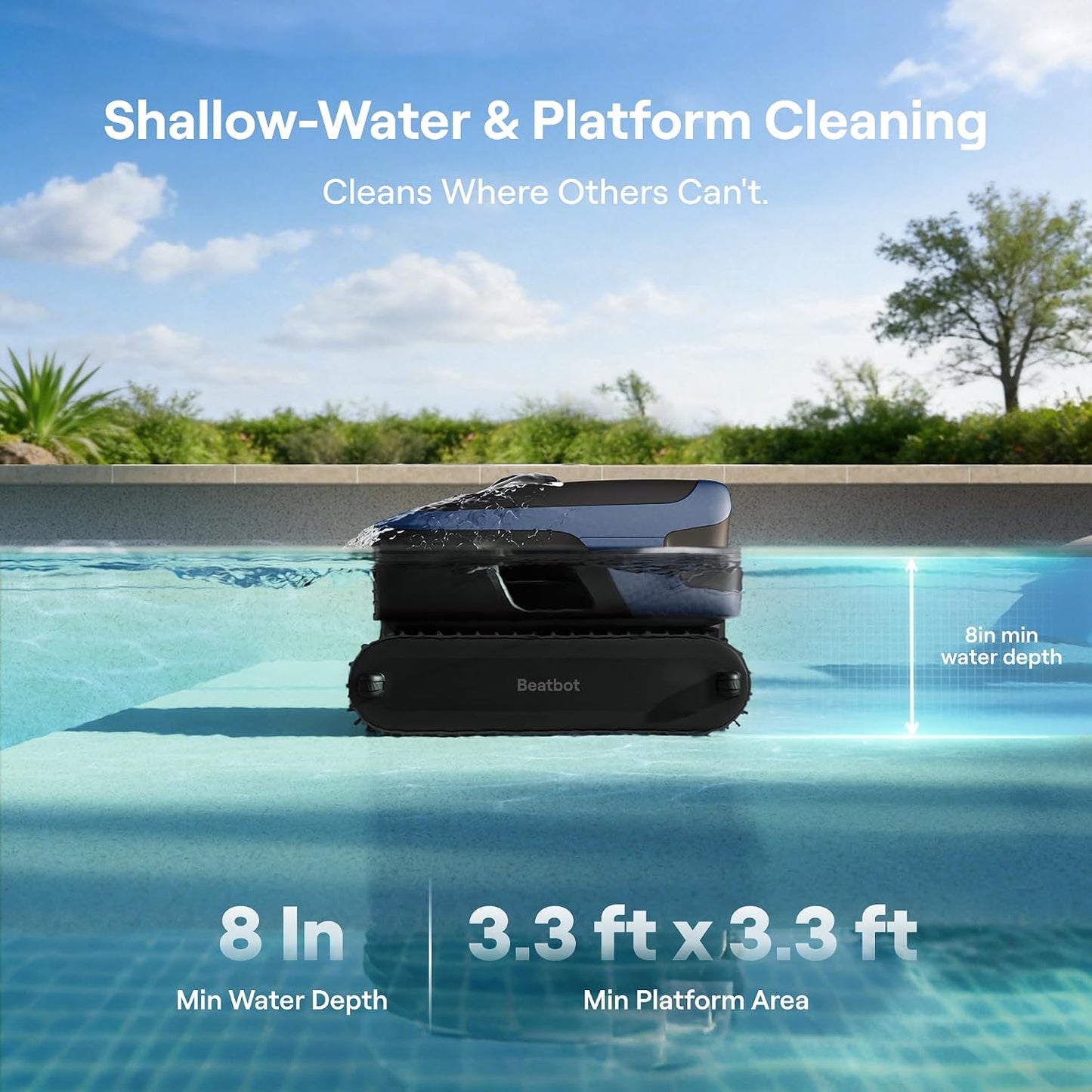 Beatbot Sora 70 Cordless Robotic Pool Cleaner 6800 GPH Wall Floor Surface Clean (Navy Blue)