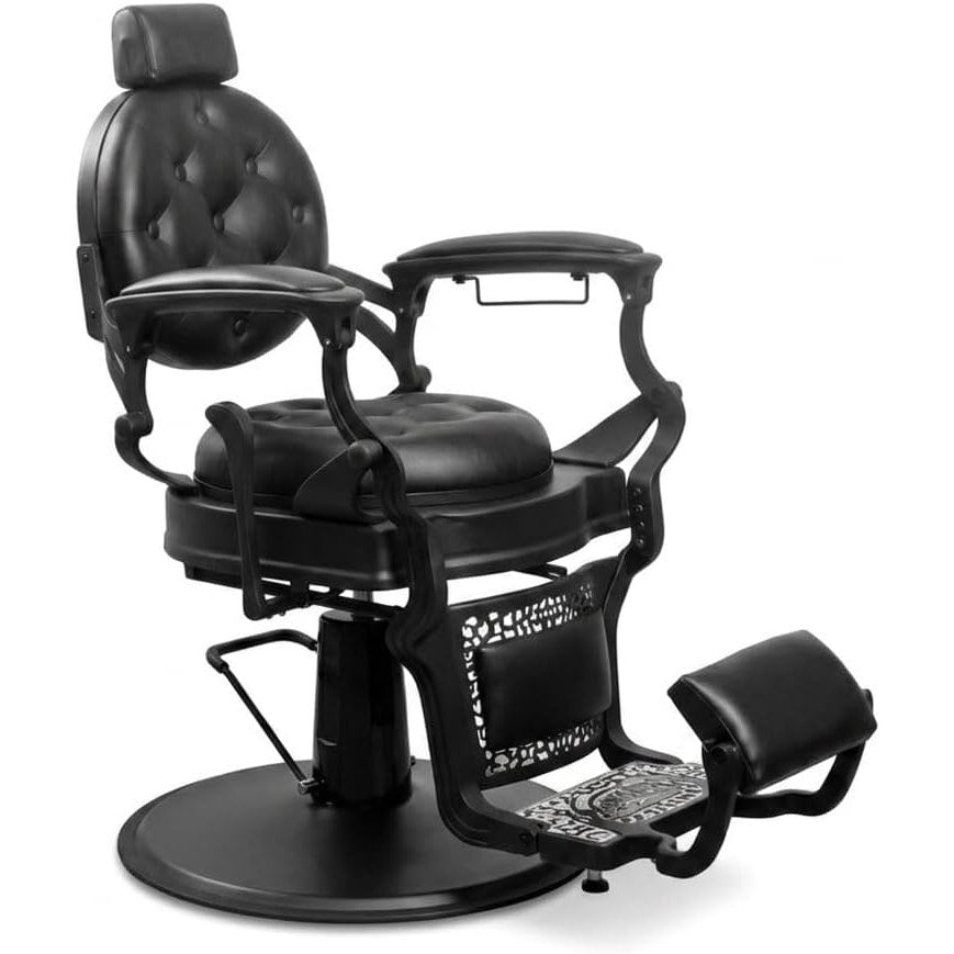Antlu Vintage Barber Chair, BLACK Heavy Duty 700lb Reclining Salon Stylist