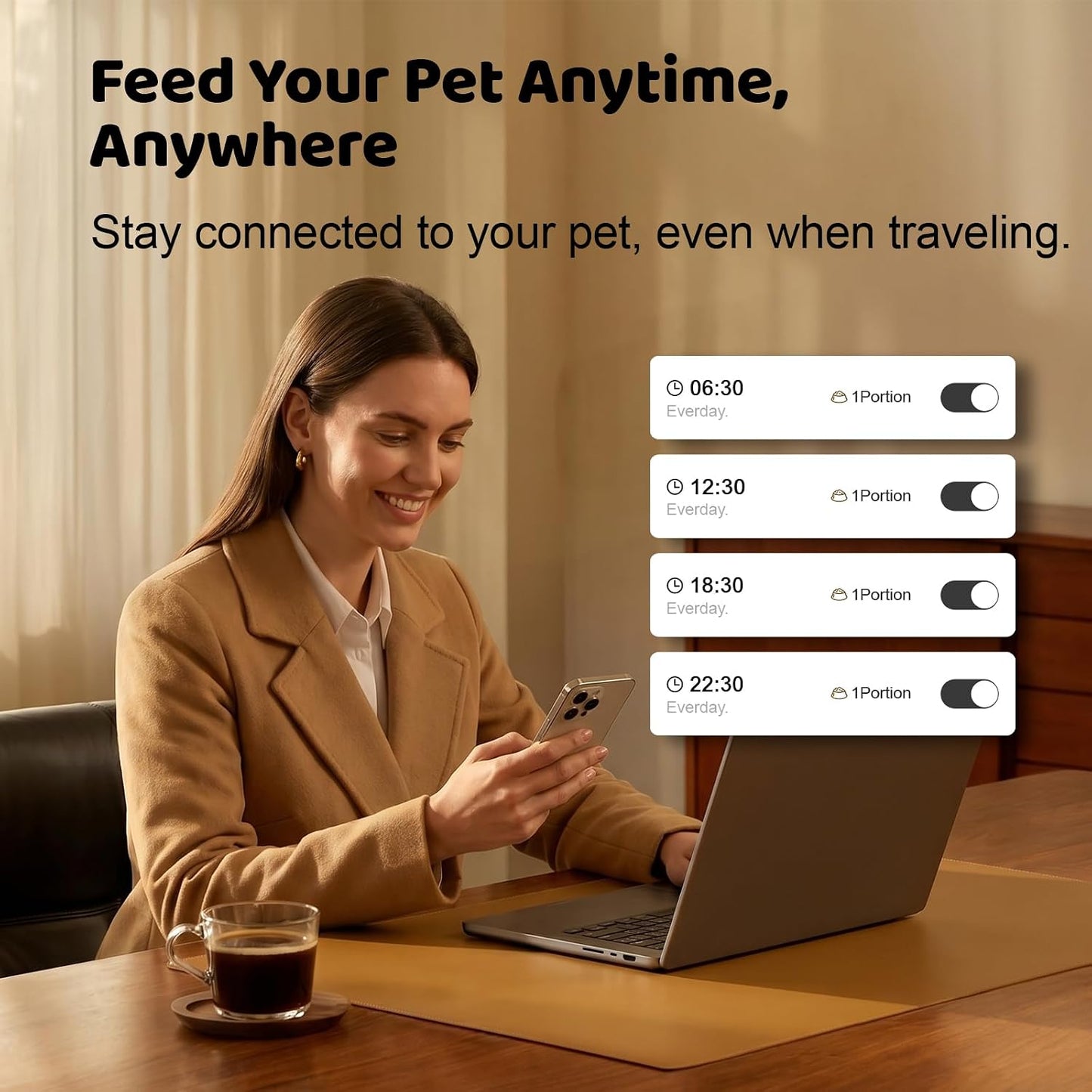 Automatic Cat Dog Feeder 6L WiFi Smart Pet Food Dispenser App Stainless Bowl