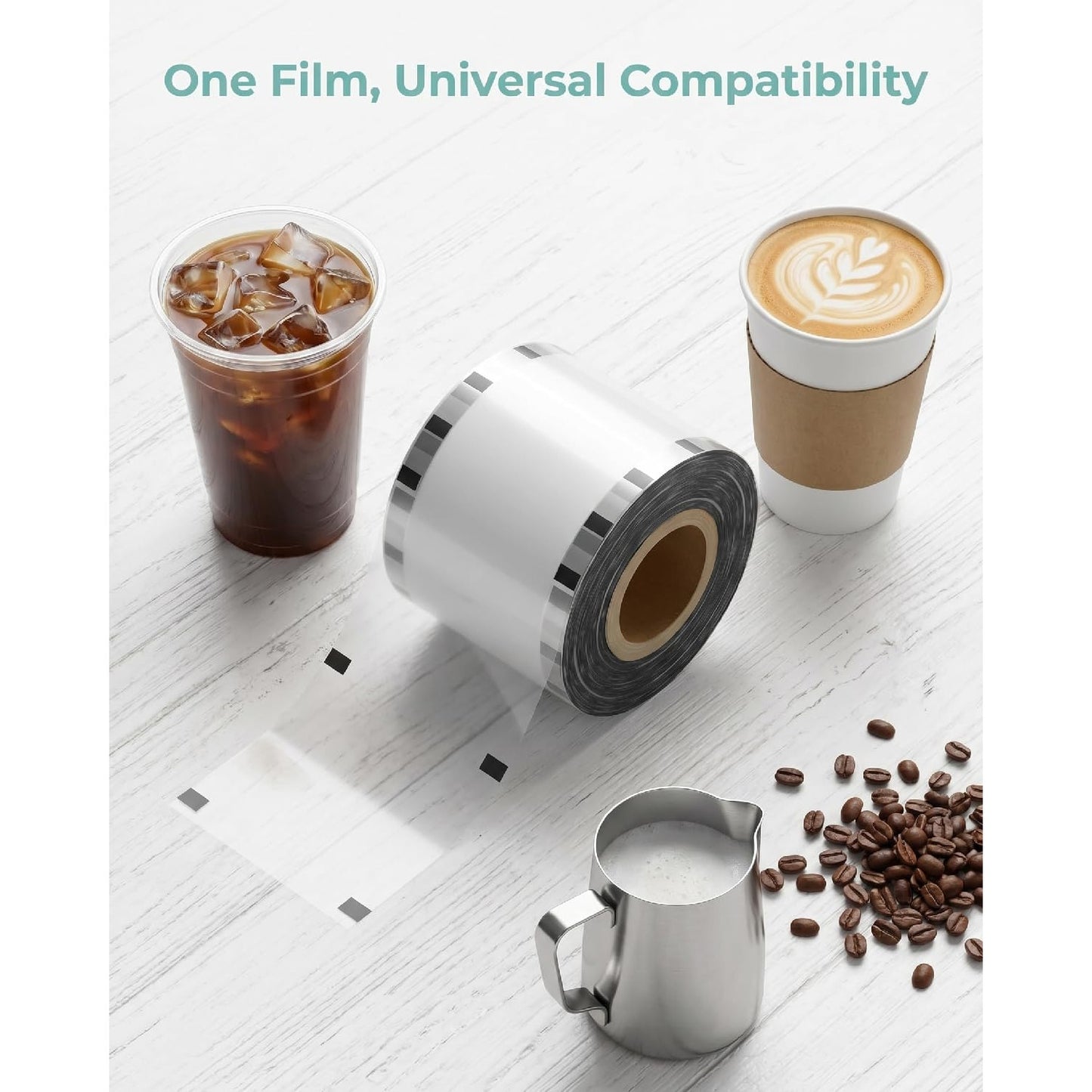 Cup Sealer Film 2000 Cups Clear Roll 90/95/105mm Boba Bubble Tea PP Paper Cups