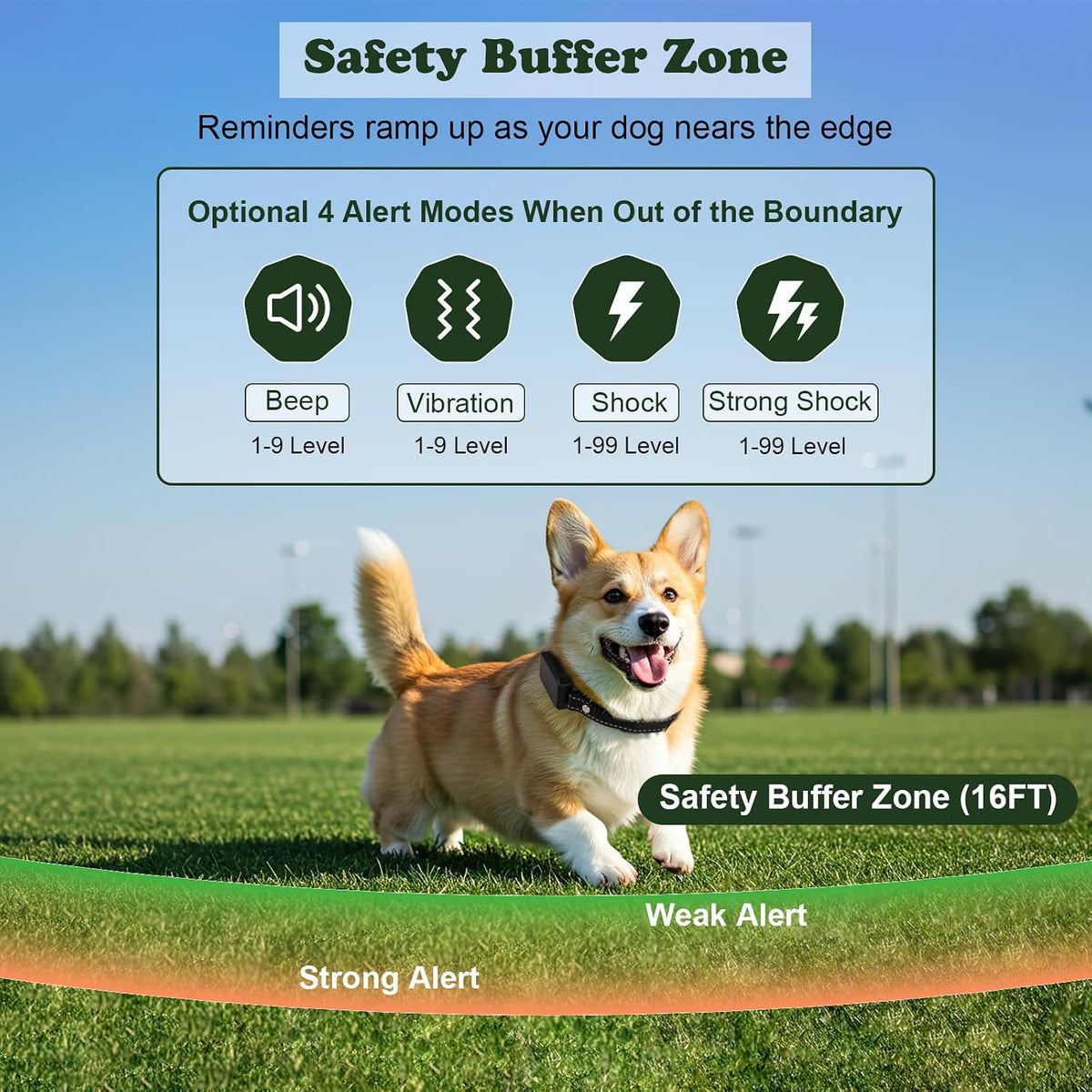 GPS Wireless Dog Fence Collar Training System No Monthly Fee App IP67 7000ft