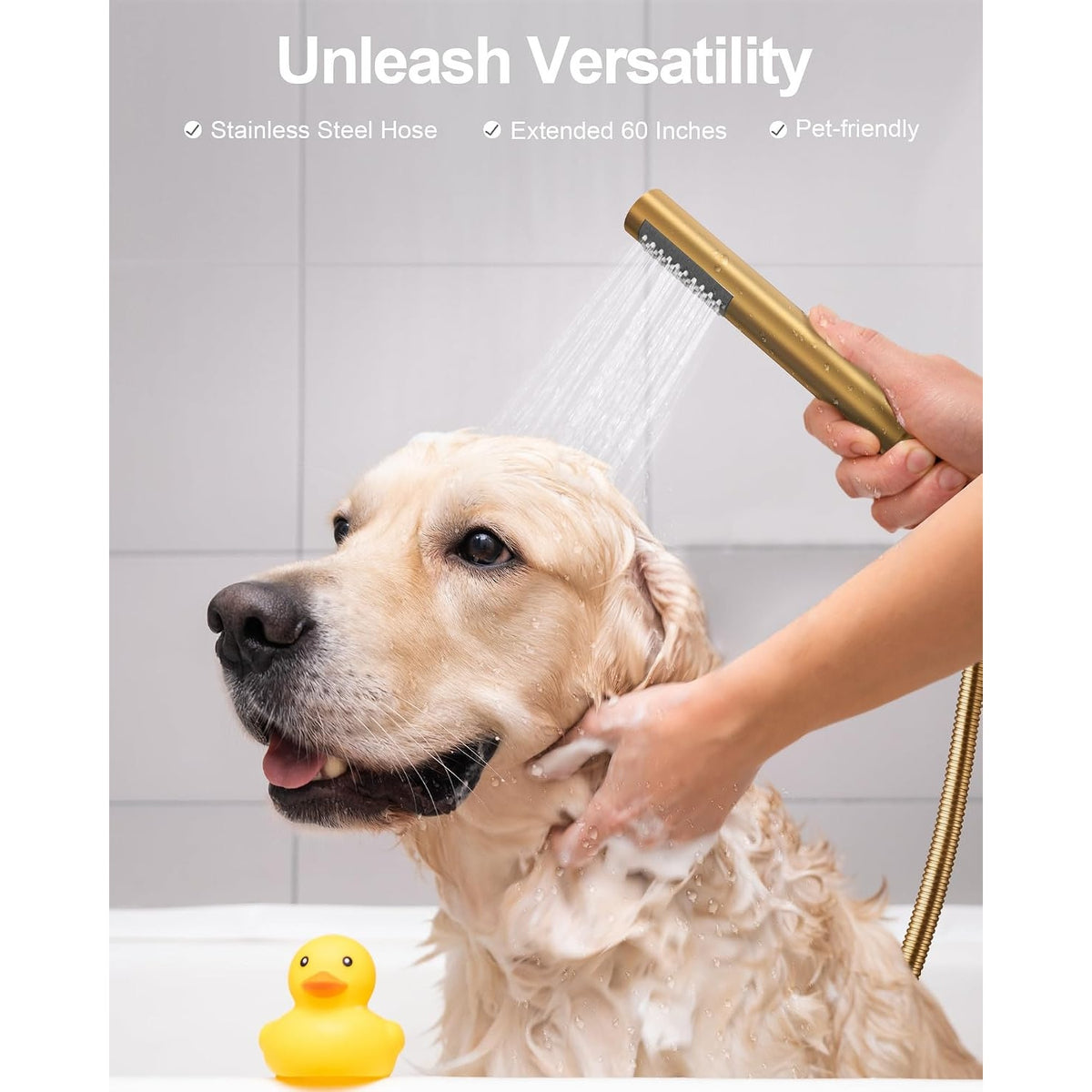 Shower Trim Kit Tub Spout Handheld 10" Rainfall Brushed Gold Pressure Balance