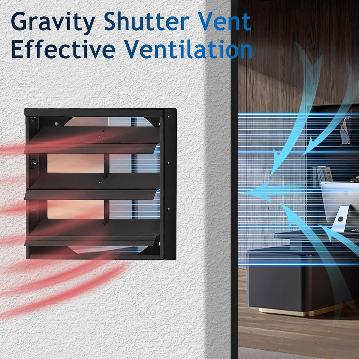 Nylthqelz 10" Automatic Gravity Shutter Louver Vent Galvanized Steel NO MOTOR