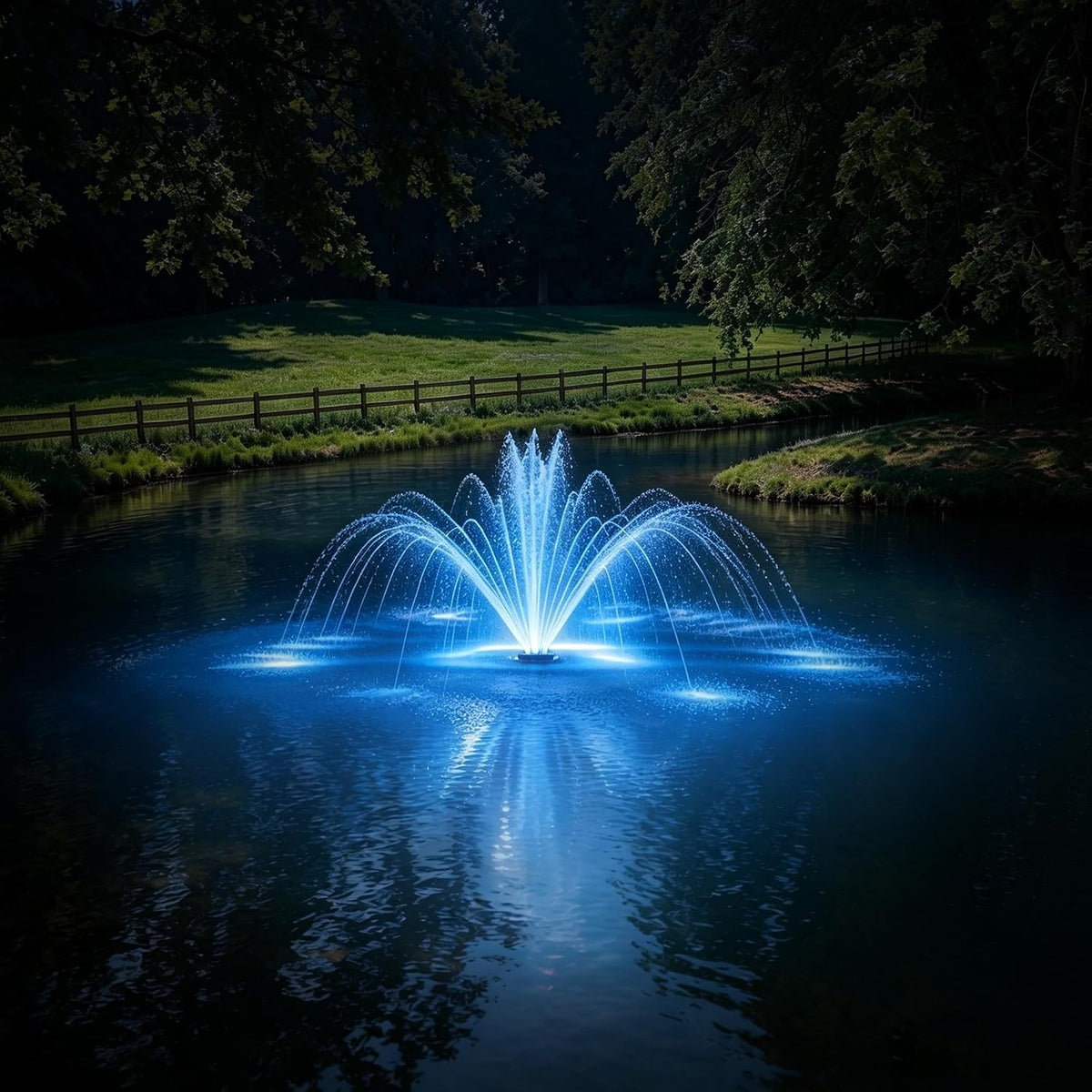 Ecospray 450W Floating Pond Fountain RGB LED 100ft Cord 4 Spray Nozzles
