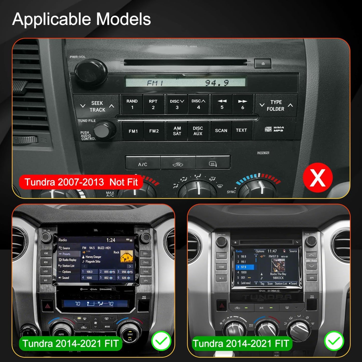Toyota Tundra 2014-2021 Android Car Stereo 9" CarPlay Android Auto GPS 4+64G