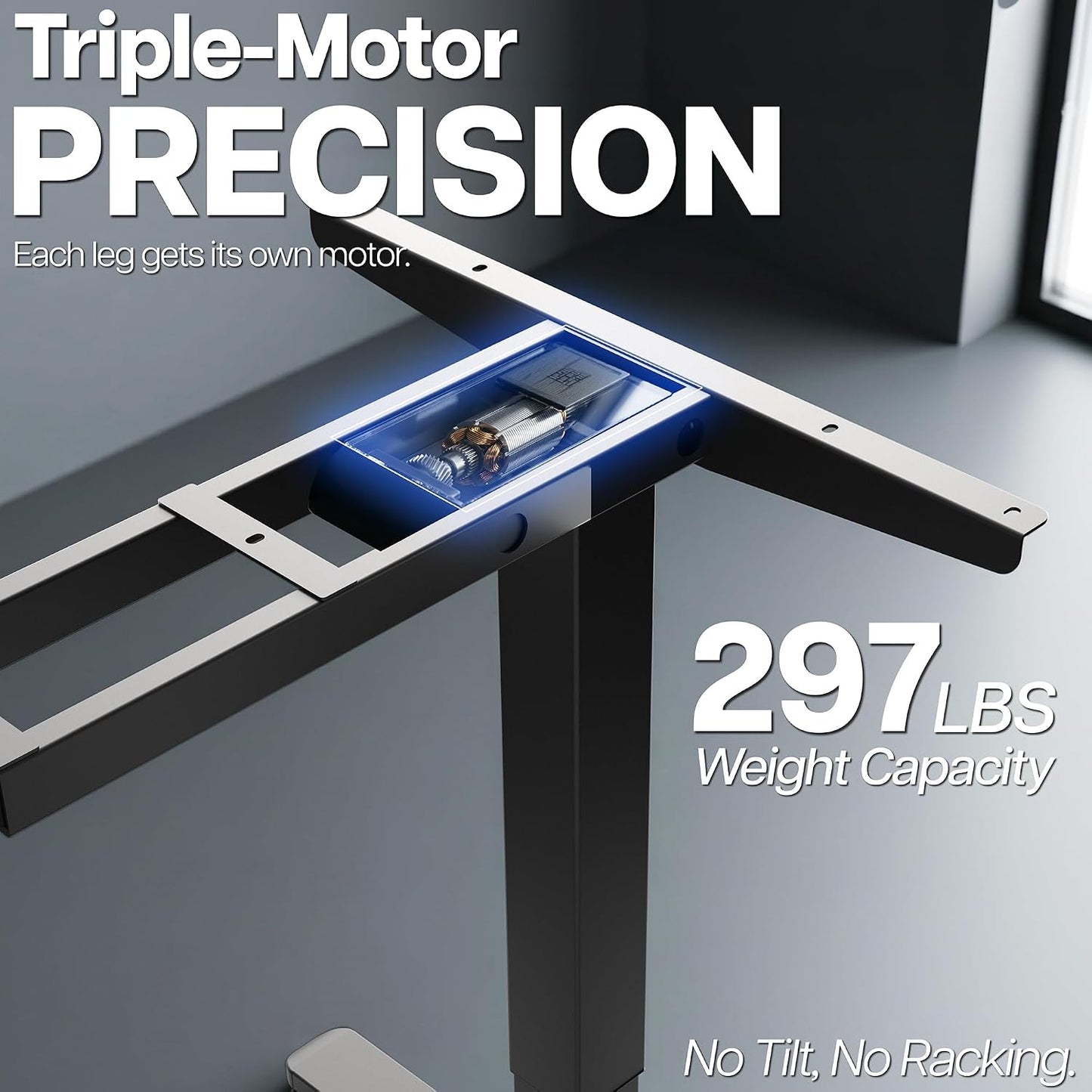VIVO Electric Triple Motor 3 Leg L Shape Standing Desk Frame Only DESK-E-300B (TableTop, NOT Included)