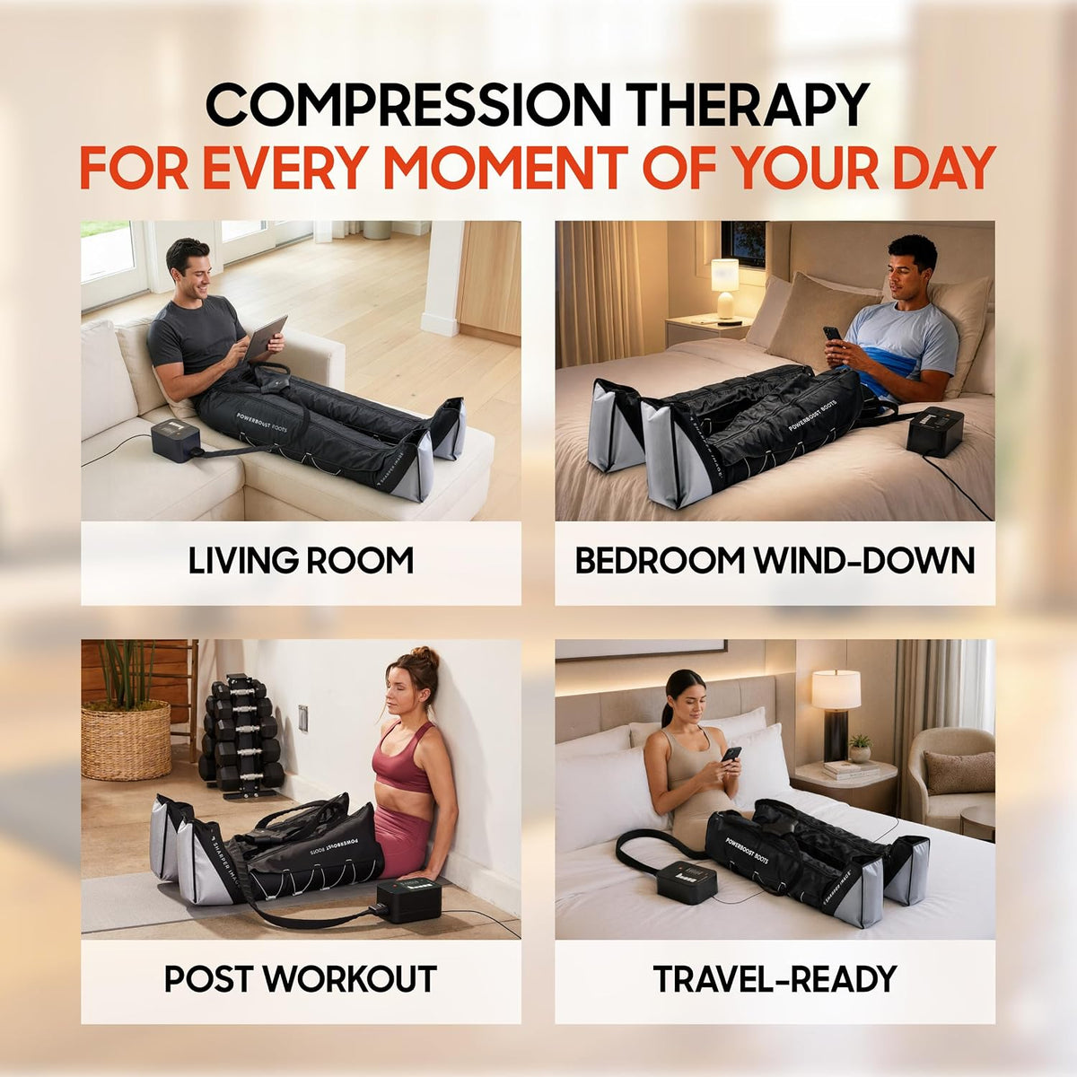 Sharper Image Powerboost L/XL Leg Compression Boots 29-34in 5 Modes