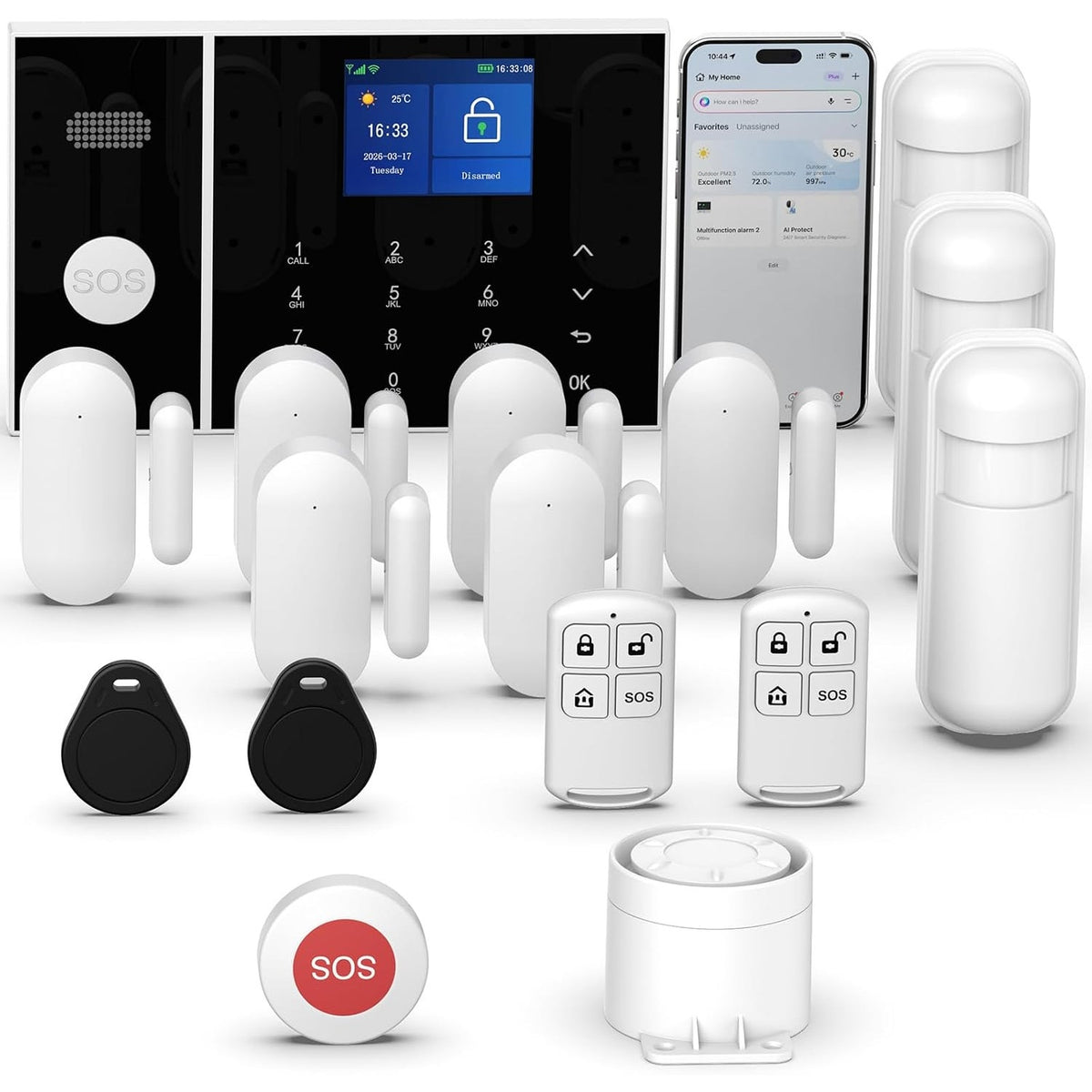 Hapippofa 16PC WiFi 4G Home Alarm System 6 Door 3 Motion Alexa SOS