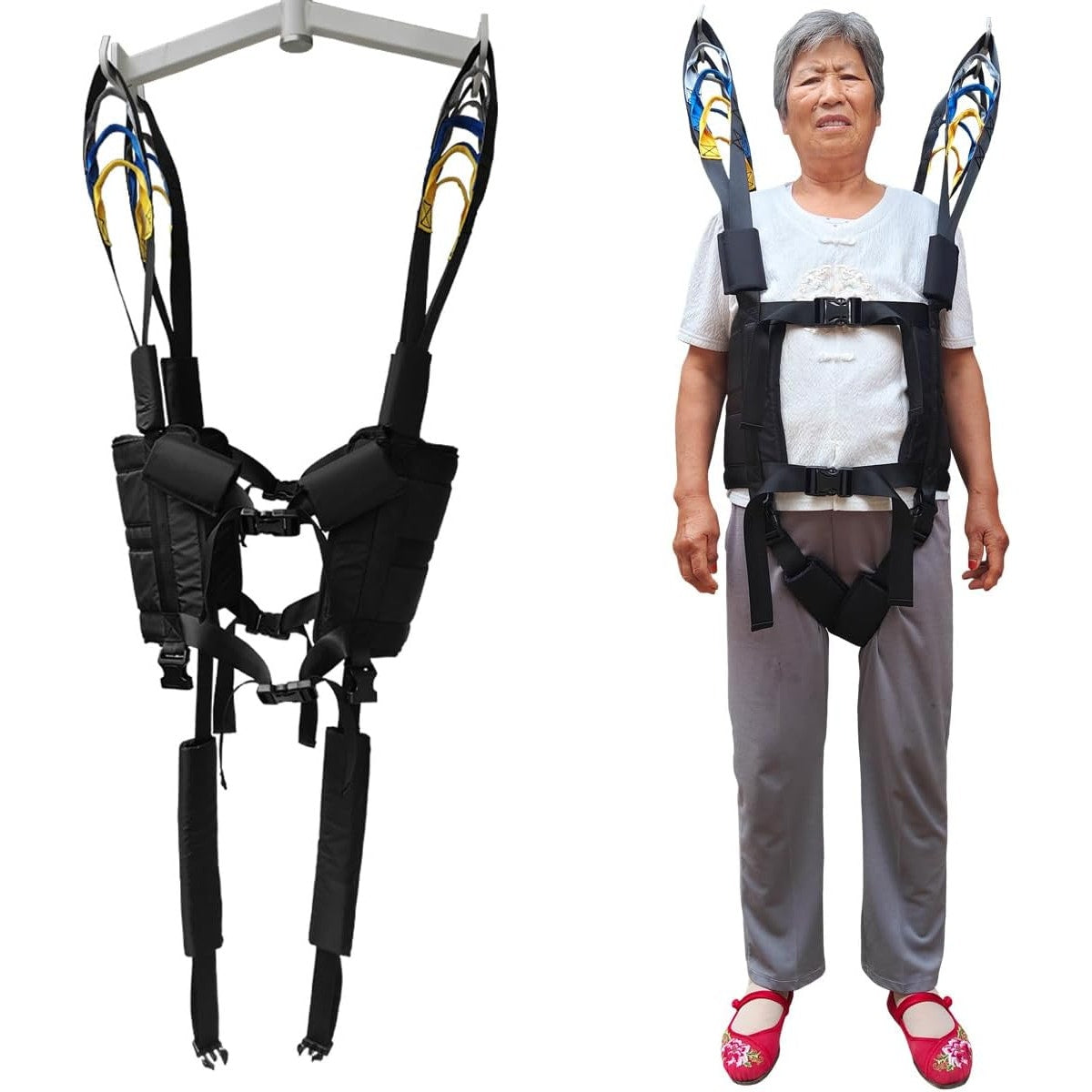 Transfer Sling Gait Belt Patient Lift Assist Handles Elderly Caregiver Black
