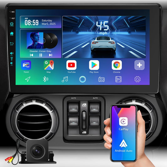 llboiti 10.2" Jeep JK Radio 4+64GB CarPlay Android Auto GPS WiFi 6 Backup Cam