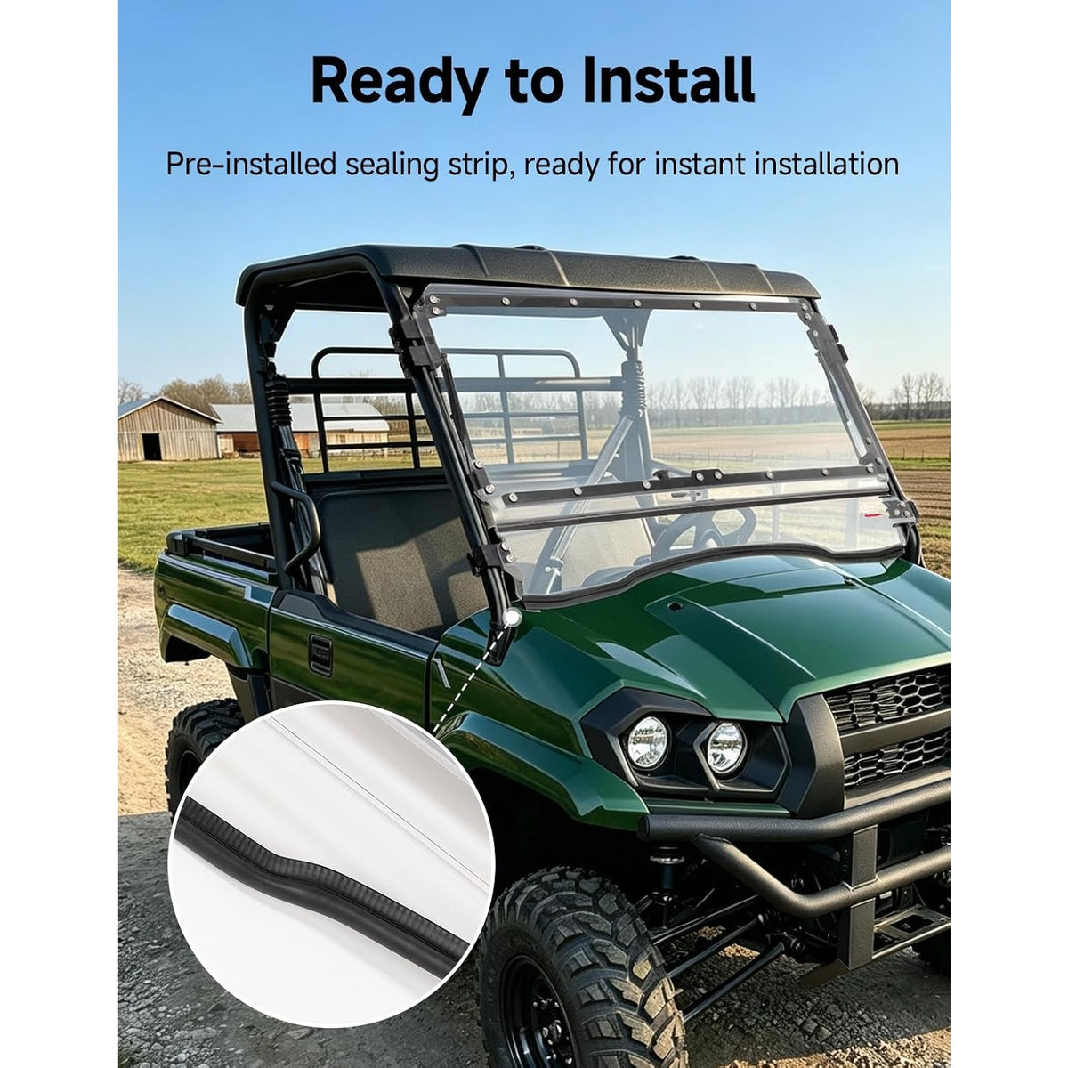 KEMIMOTO 3-in-1 Flip Windshield Kawasaki Mule PRO-MX 2019+ UTV