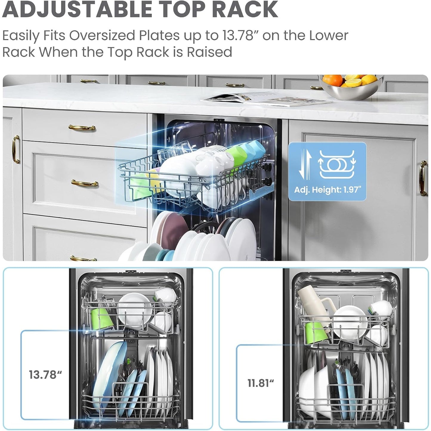 COMFEE 18 Inch Built-In Dishwasher Silver 8 Place Setting Energy Star 52dB