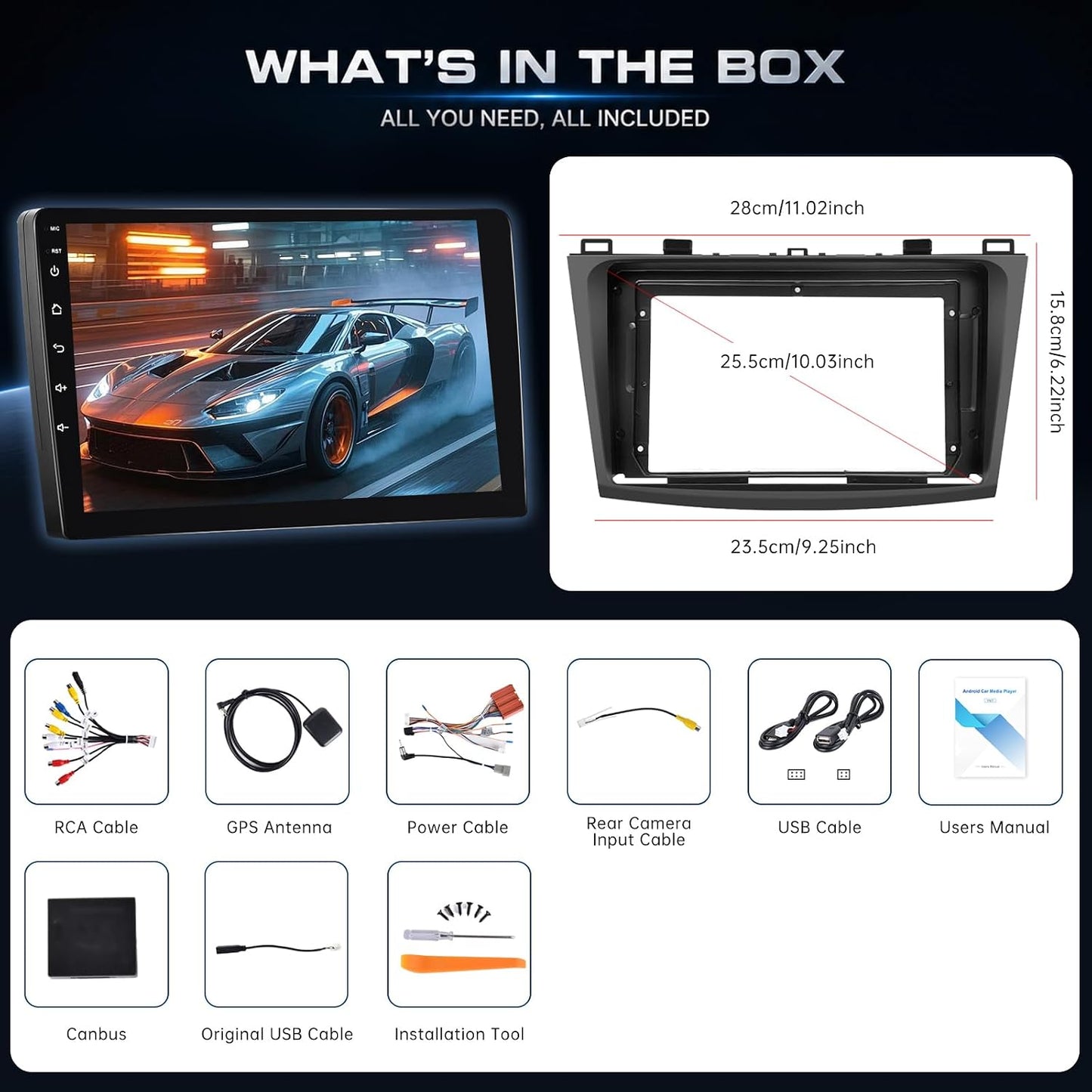 Mazda 3 2009-2013 Android Car Stereo 9" CarPlay Android Auto GPS 4+64G Camera
