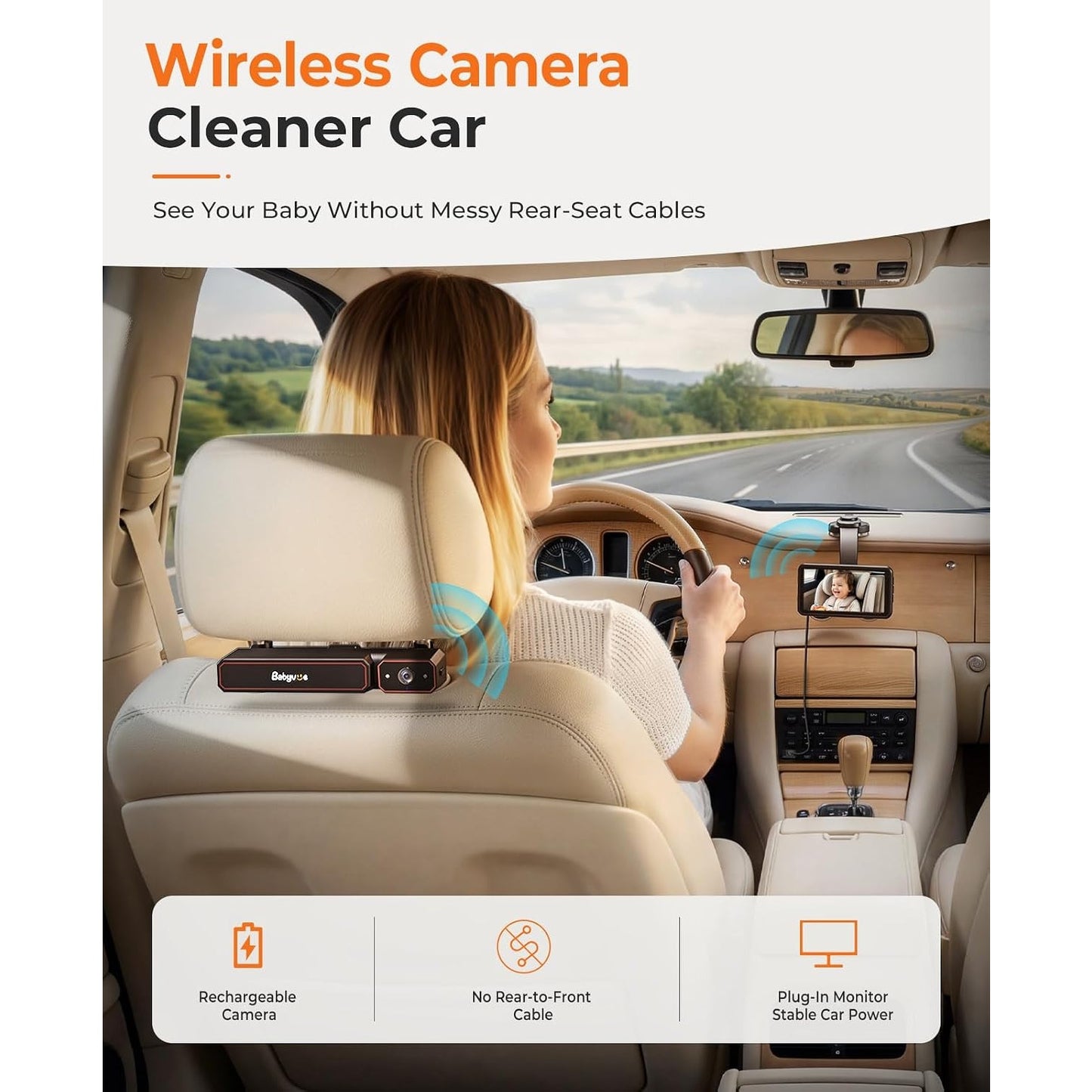 Babyvue BV6 Wireless Baby Car Camera 5.2" 1080P Rear Facing Night Vision (Blue)
