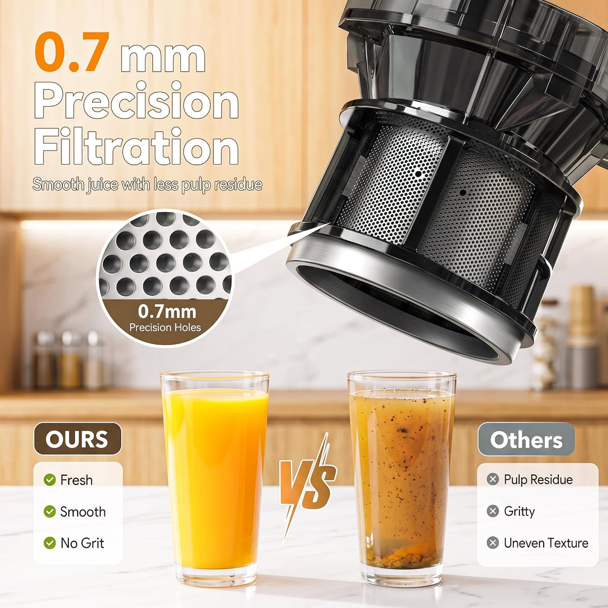 5ive 300W Cold Press Juicer 6.1" Wide Chute Juice Sorbet Nut Milk 1.2L