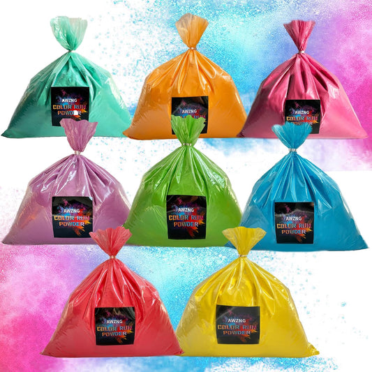 AWZNG Holi Color Powder 40 Lbs 8 Pack Color Run Bulk 5 Lb Bags 8 Colors