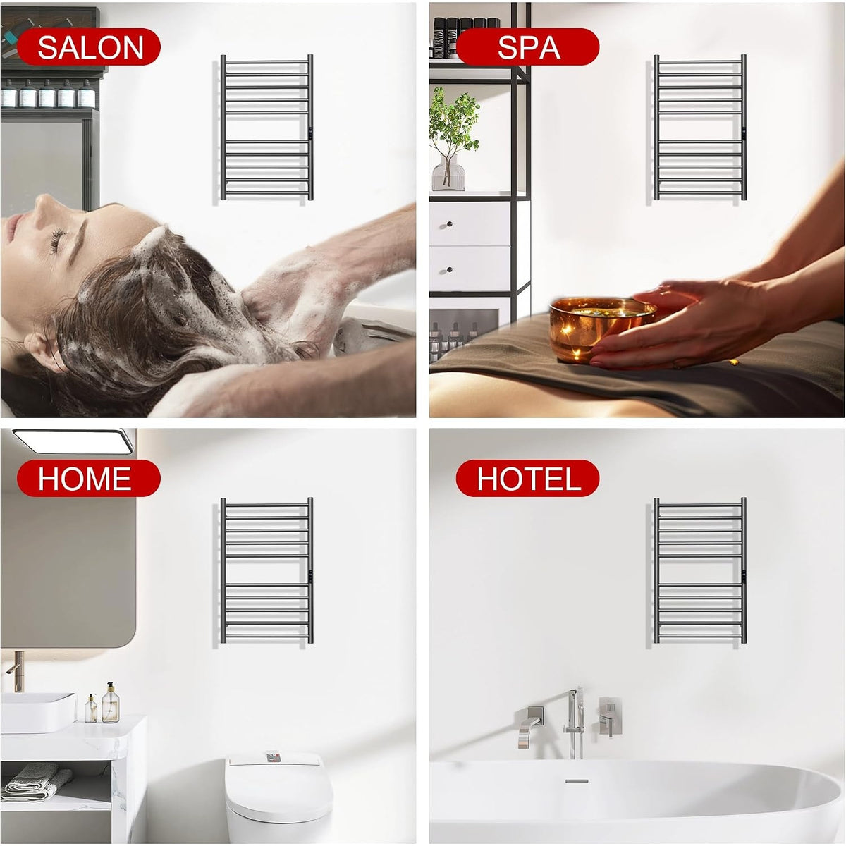 BLARALA Smart Towel Warmer 10 Bar Alexa Google TUYA Wall Mount Gunmetal