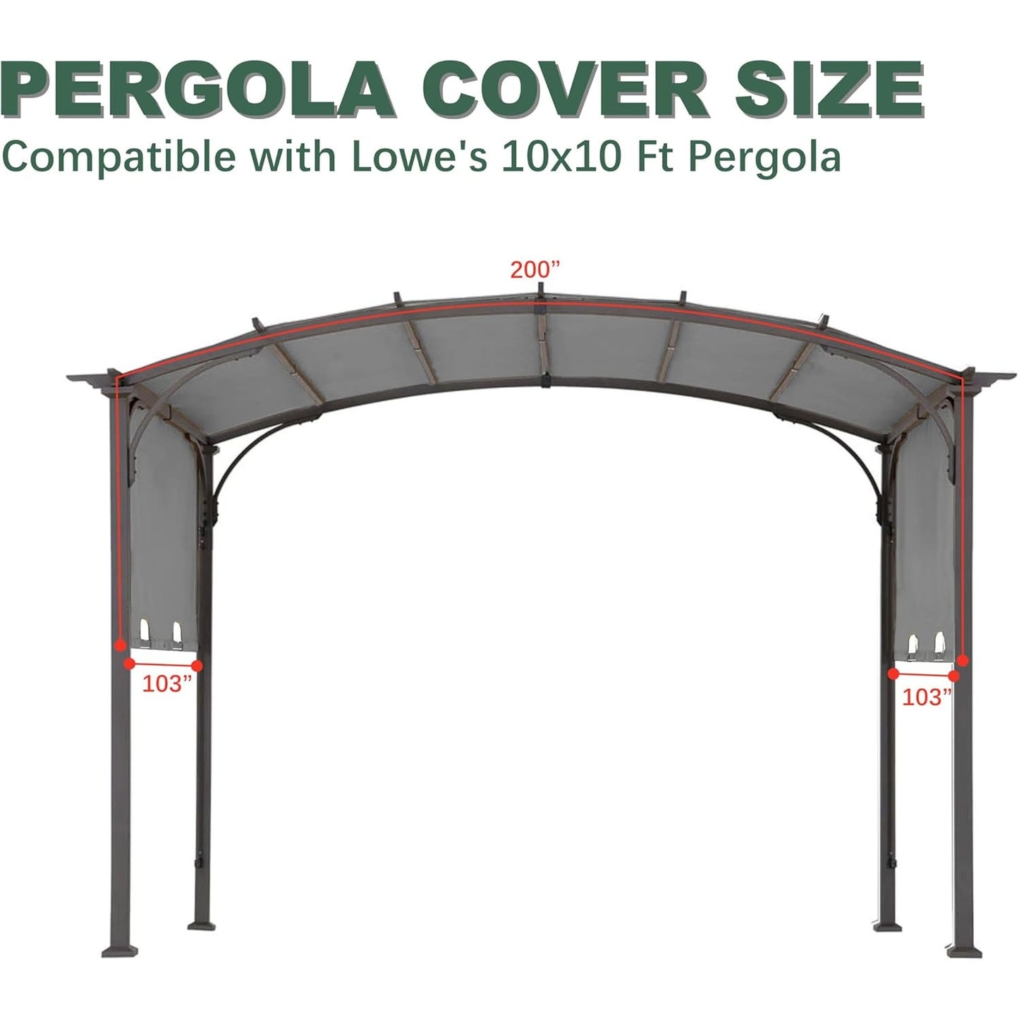 Gray 10x10 Pergola Replacement Canopy Cover for Allen + Roth L-PG152PST-B (COVER ONLY)