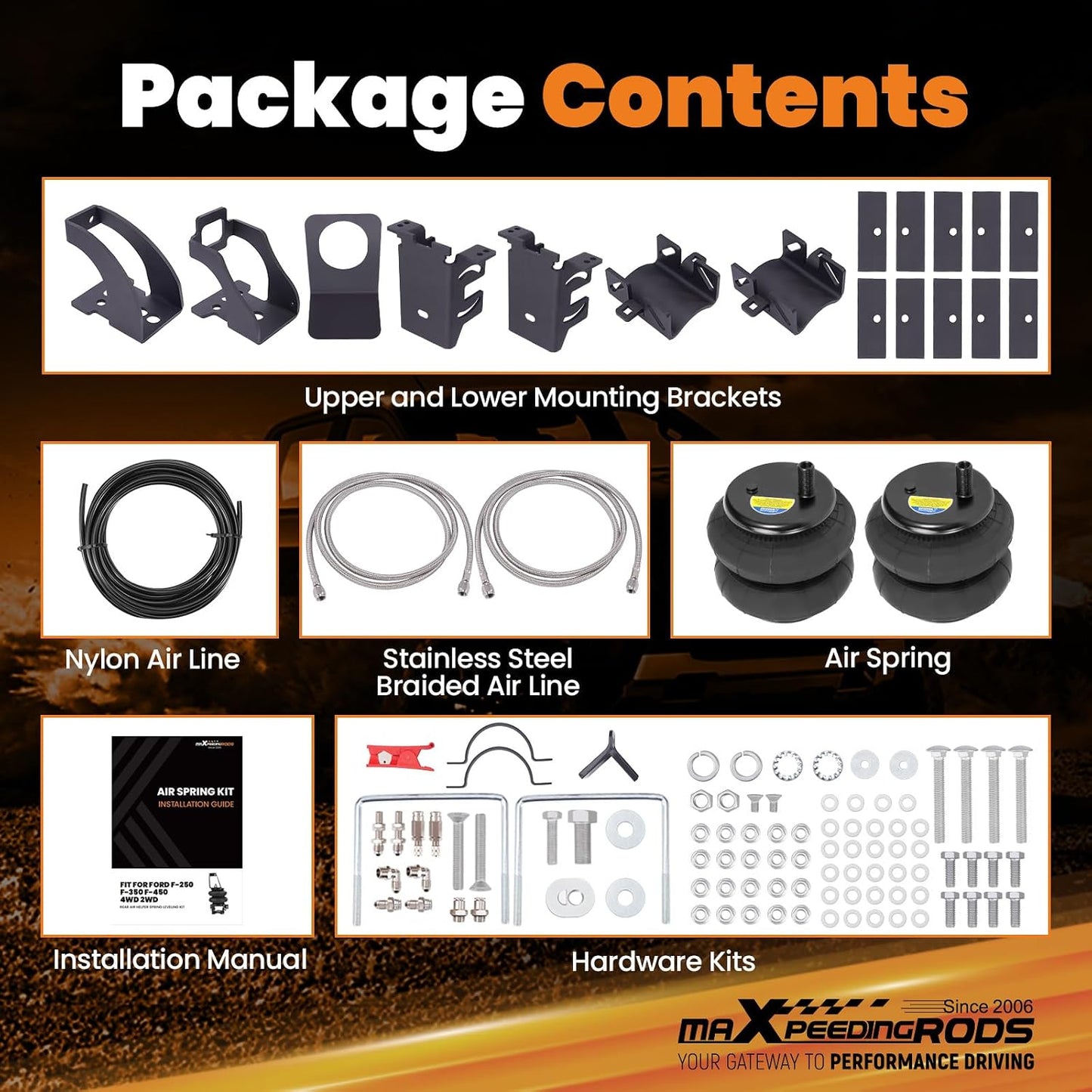 Rear Air Helper Spring Bag Kit Ford F250 F350 F450 2011-2016 5000lb 57399 2597