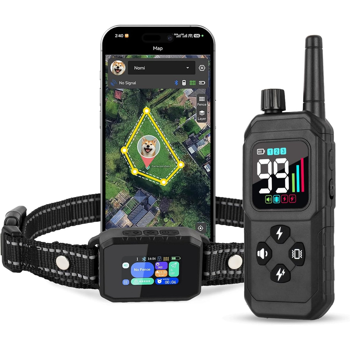 GPS Wireless Dog Fence Collar Training System No Monthly Fee App IP67 7000ft