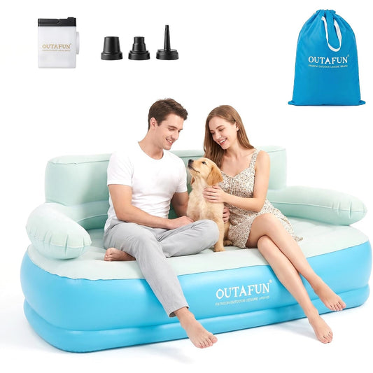 Portable Inflatable Air Couch 661 lb Heavy Duty Rechargeable 1300mAh Pump