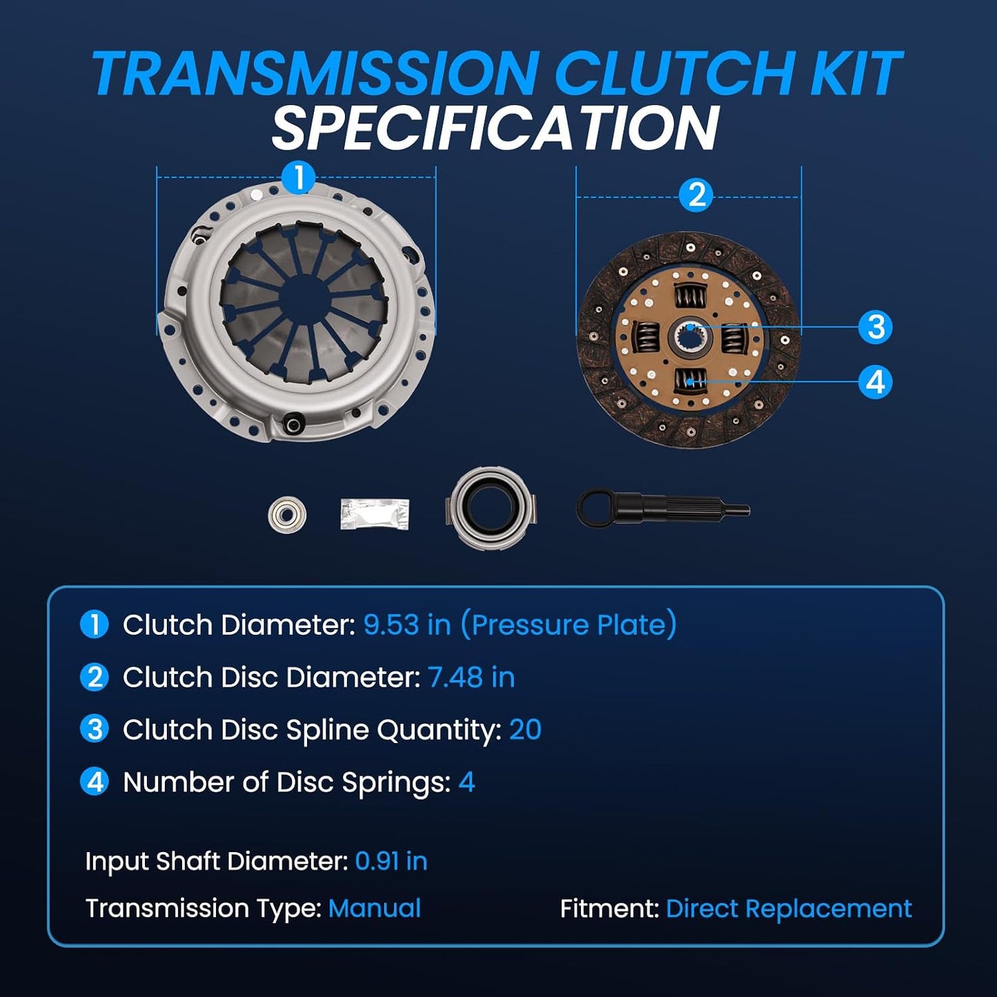 Clutch Kit Suzuki Samurai 1986-1995 Sidekick 1.3L 7.5" 20 Spline 04-104 L04104