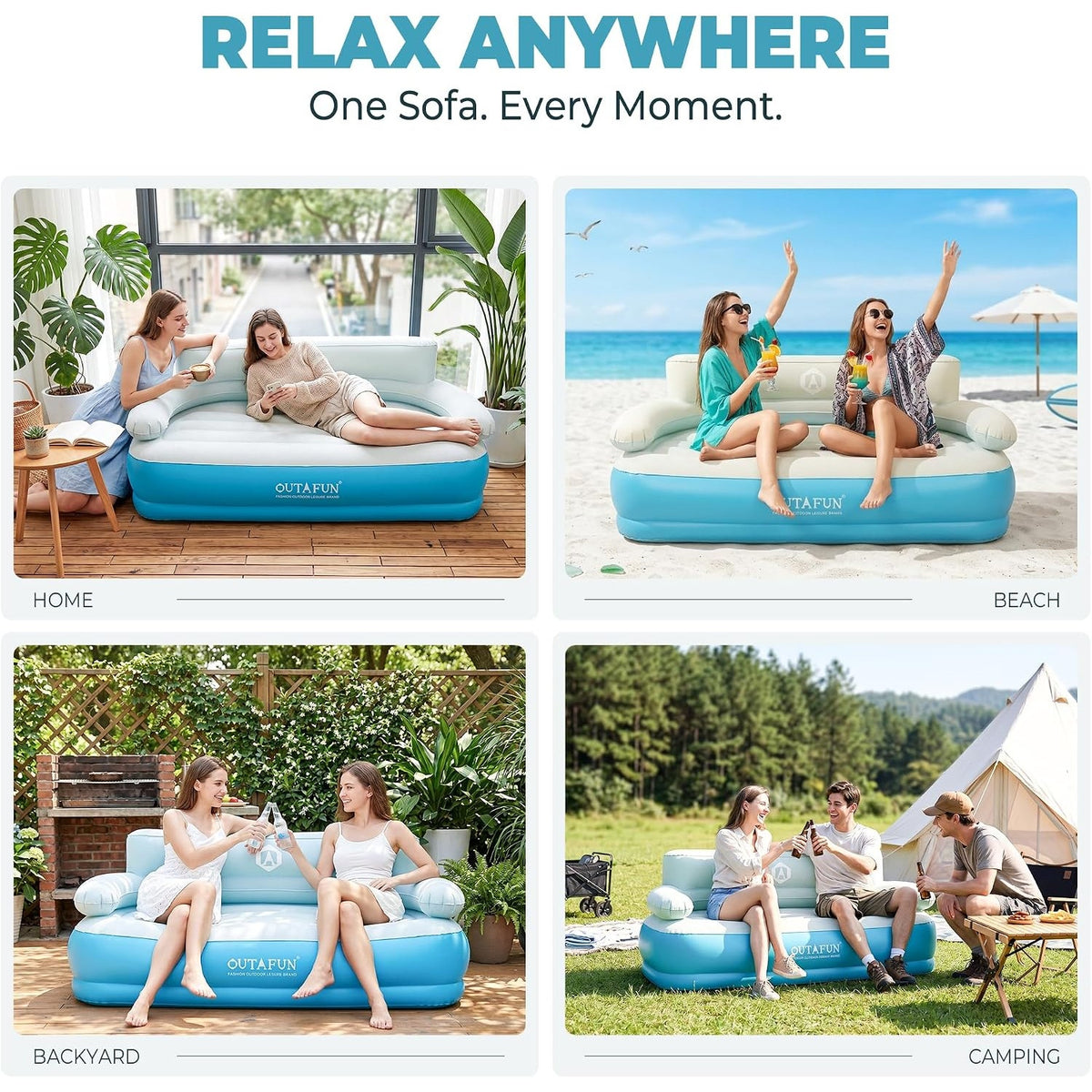 Portable Inflatable Air Couch 661 lb Heavy Duty Rechargeable 1300mAh Pump