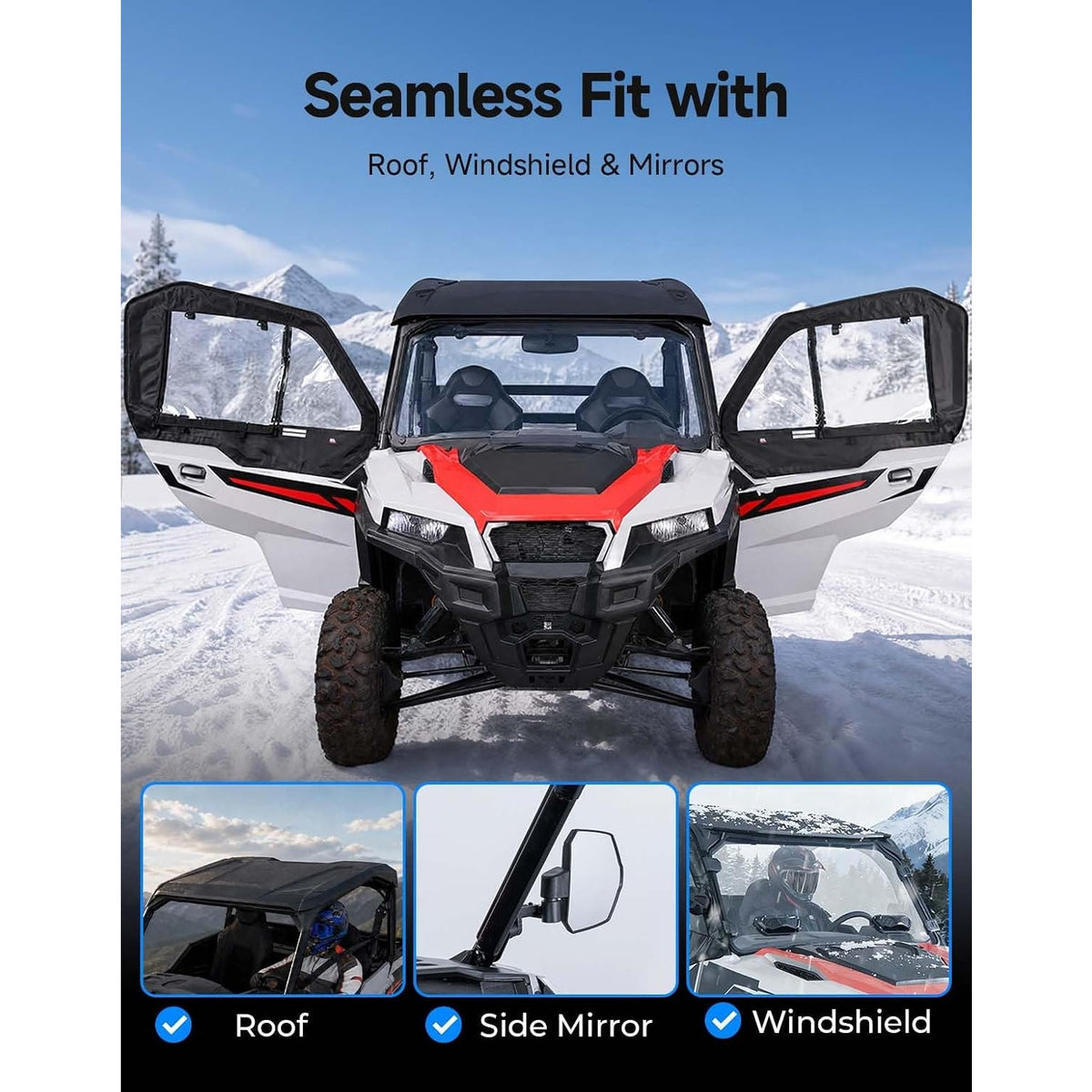 KEMIMOTO Framed Upper Doors Polaris General 1000 XP 1000 2016-2026 2 Seat UTV