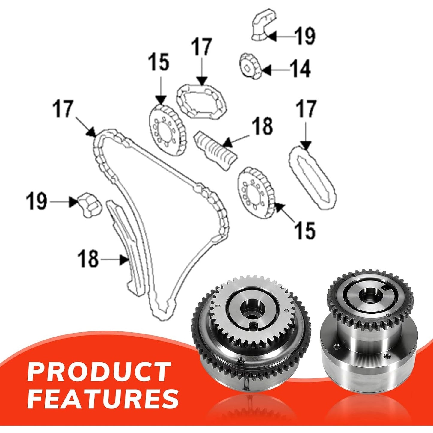 13025-9HP1C 13025-9HP0A VVT Camshaft Sprocket Gear Kit Fits Nissan 3.5L V6