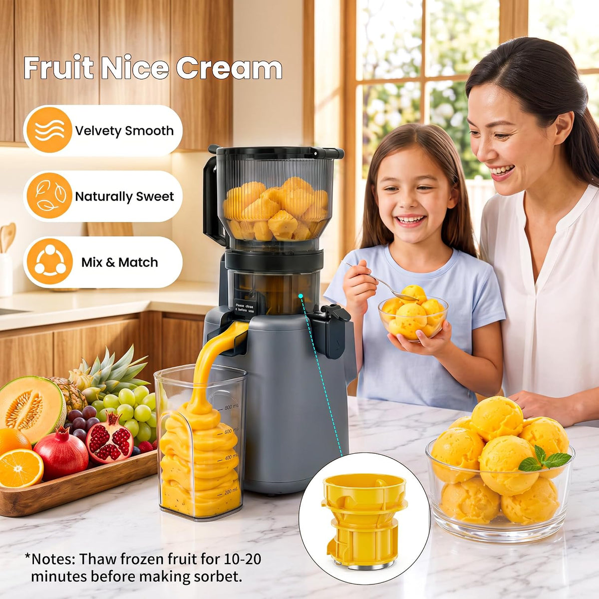 5ive 300W Cold Press Juicer 6.1" Wide Chute Juice Sorbet Nut Milk 1.2L