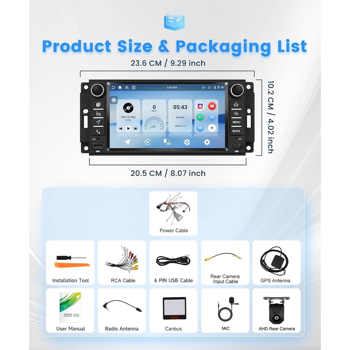 Jeep Wrangler JK 2007-2017 Android Stereo 7" CarPlay Android Auto GPS 4+128G