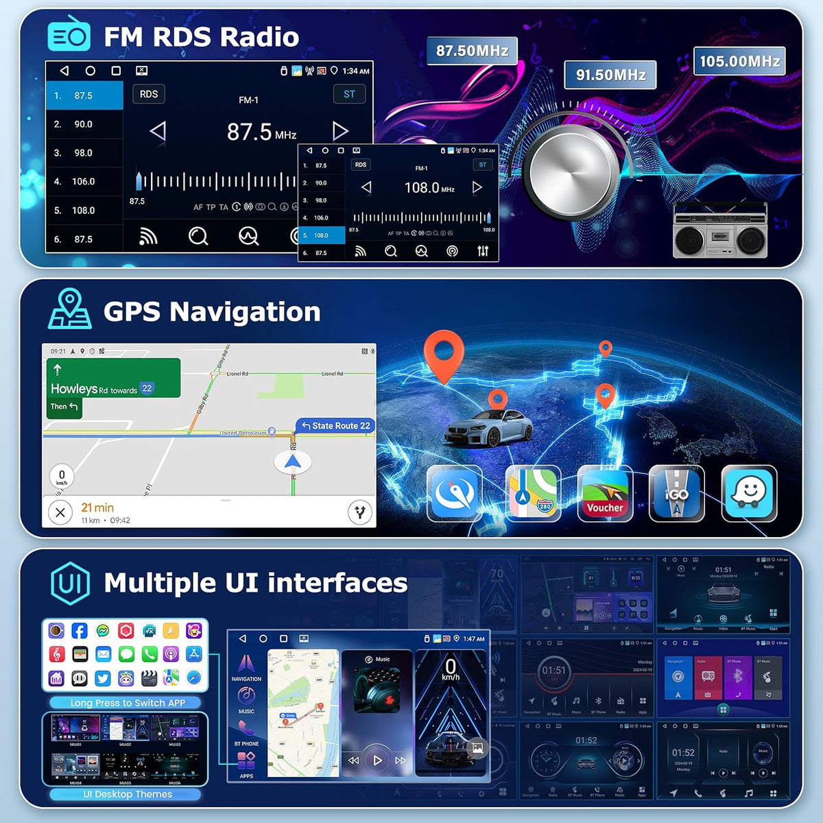 Ford Escape 2007-2012 Android Car Stereo 9" CarPlay Android Auto GPS 4+64G