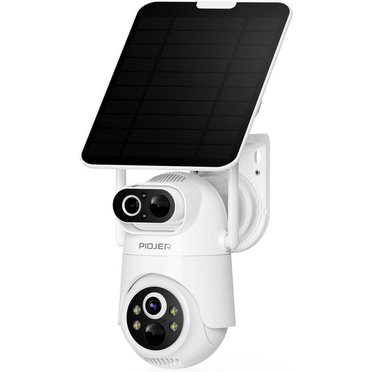 Solar Security Camera Wireless Outdoor Dual Lens 2K PTZ 360 Color Night Vision
