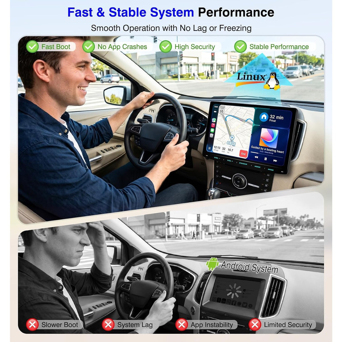 10.1" Double Din Car Stereo Wireless CarPlay Android Auto QLED Backup Camera