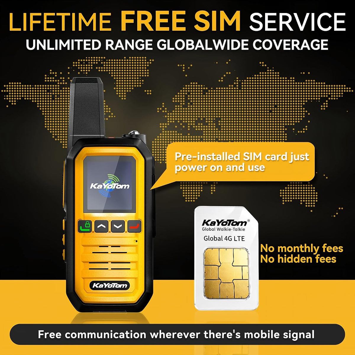 KAYOTOM G14 4G LTE GPS Walkie Talkies 2-Pack Lifetime Free PTT Bluetooth